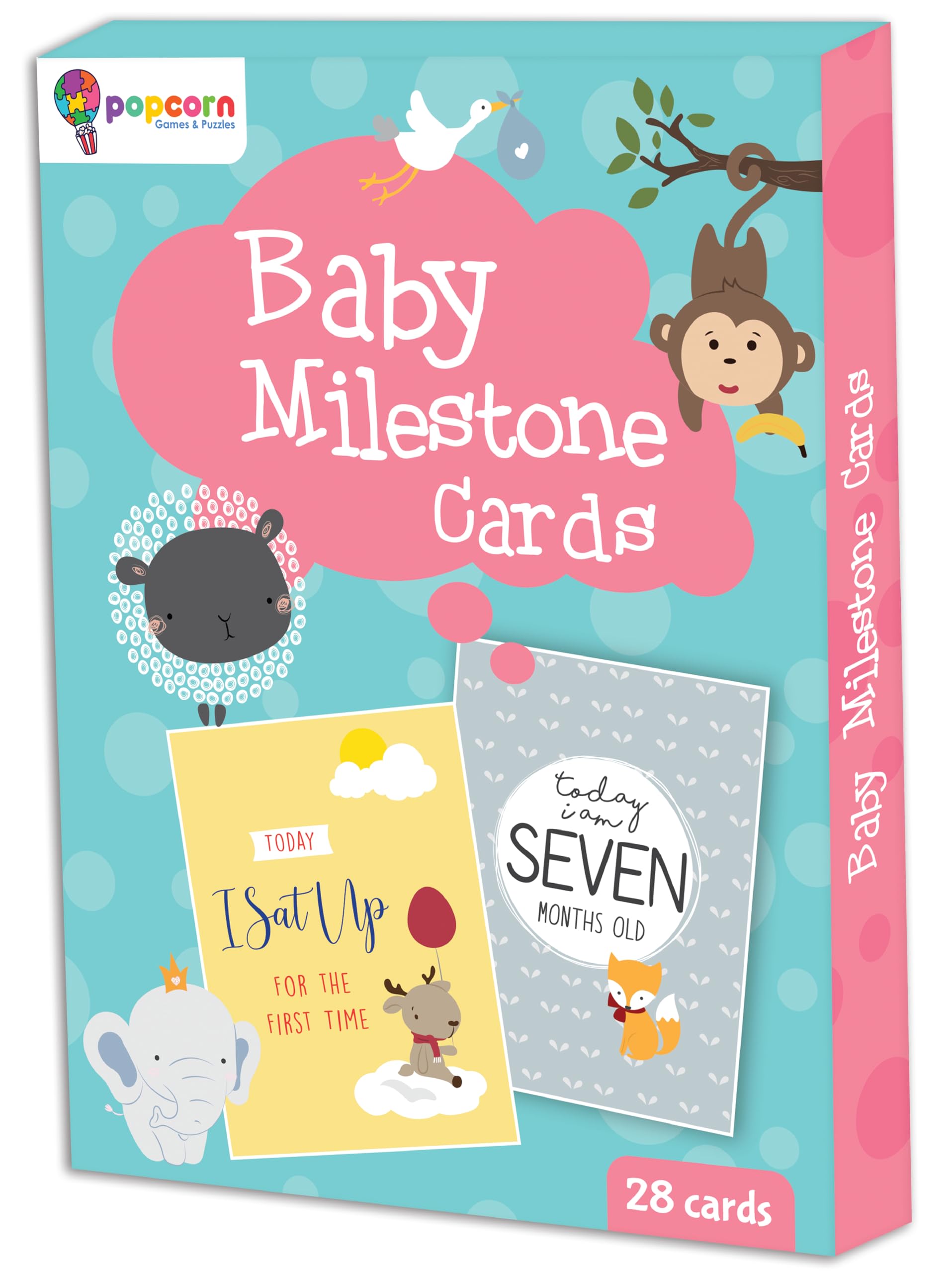 Baby Flash Cards for 0-12 Months - 28 Double-Sided Milestone Learning Cards for Newborns & Toddlers - Perfect for Early Education, Sensory Play & Parent-Child Bonding