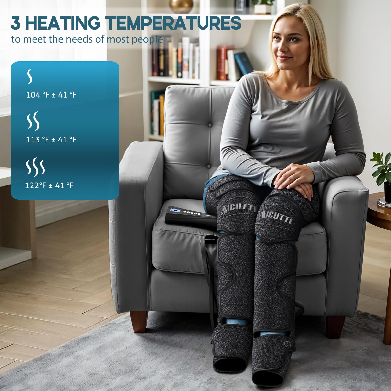 Best Air Compression Foot and Leg Massager with Heat - Perfect Christmas, Birthday, Mother's Day & Father's Day Gift for Women & Men - Relieves Swelling, Edema & Pain - Ideal for Home, Office & Post-Workout Recovery