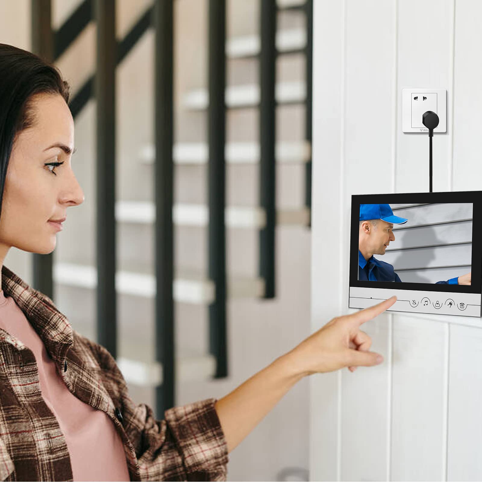 9 Inch Wired Video Intercom System with Camera & Monitor - Smart Doorbell with Unlocking, Monitoring & 2-Way Talk for Villa, Home, Office & Apartment Security - Perfect for Front Door, Gate & Building Entry Access Control