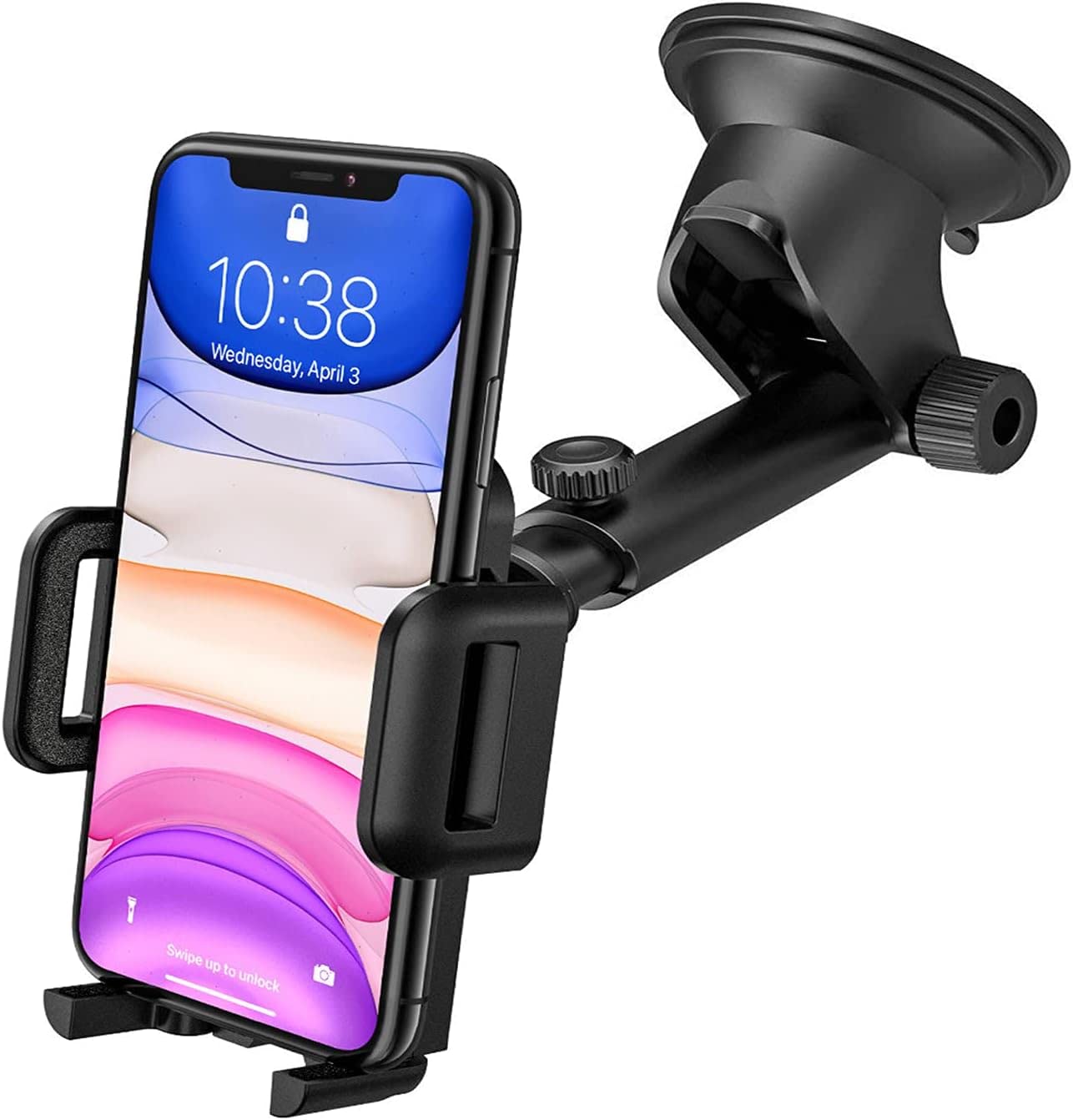 Car Phone Holder - Super Sticky Suction Cup Dashboard & Windshield Mount, 360° Rotatable Retractable Stand for Phones up to 7 Inches | Perfect for GPS Navigation, Hands-Free Calling & Road Trips