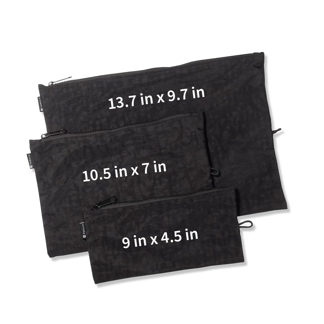 Thread Wallets Organizing Pouches for Women & Men - Slim Zipper Travel Pouch for Luggage, Purse, Tech Accessories & Toiletries - Perfect for Airplane Carry-On, Business Trips & Daily Organization (Black)