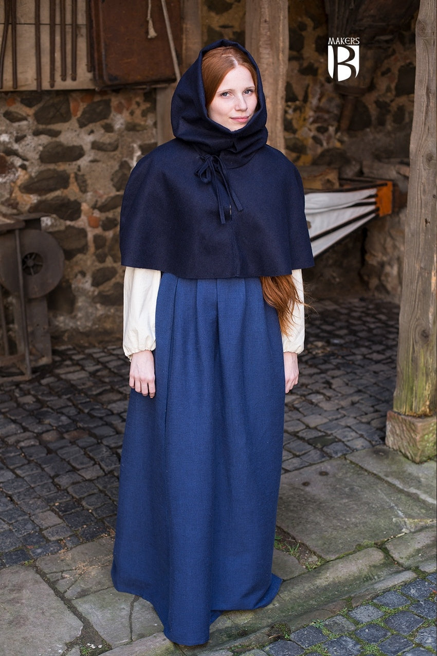 Dark Blue Cowl Neck Sweater for Women - Cozy Winter Knit Pullover for Casual Wear & Layering