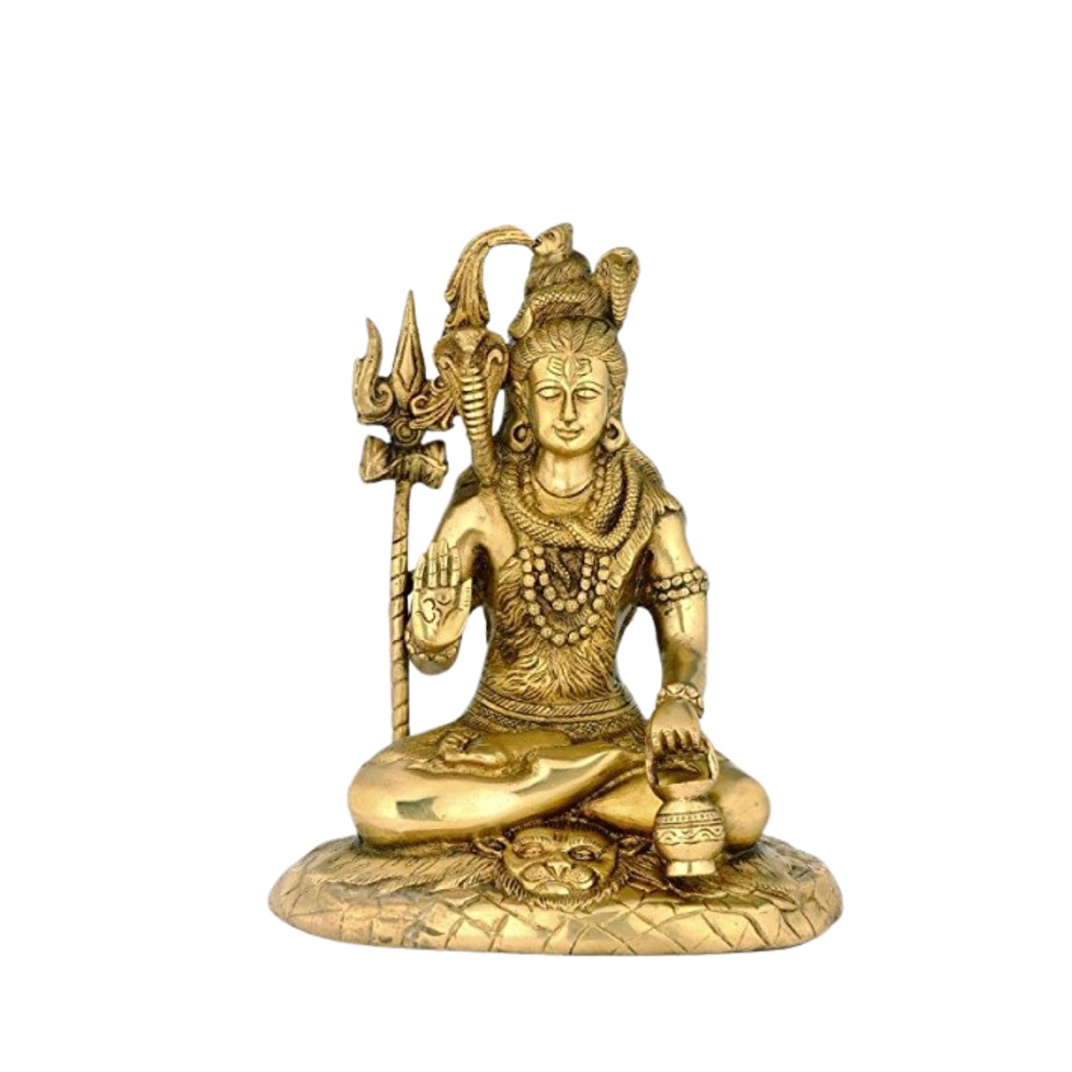 Lord Shiva Brass Statue (Mahadev) - Handcrafted Golden Hindu God Statue for Home Altar, Office Decor & Spiritual Meditation | Perfect for Puja Room, Yoga Studio & Gift