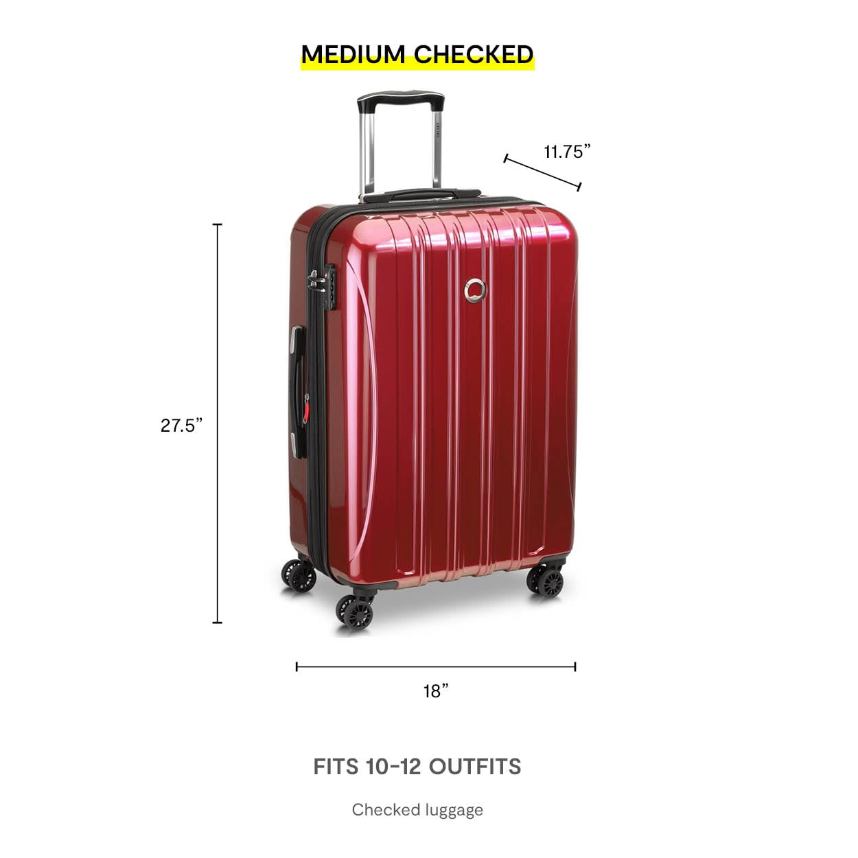 Delsey Paris Helium Aero Hardside Expandable Spinner Luggage - 25 Inch Checked-Medium Suitcase with 360° Wheels, Cobalt Blue | Perfect for International Travel & Business Trips