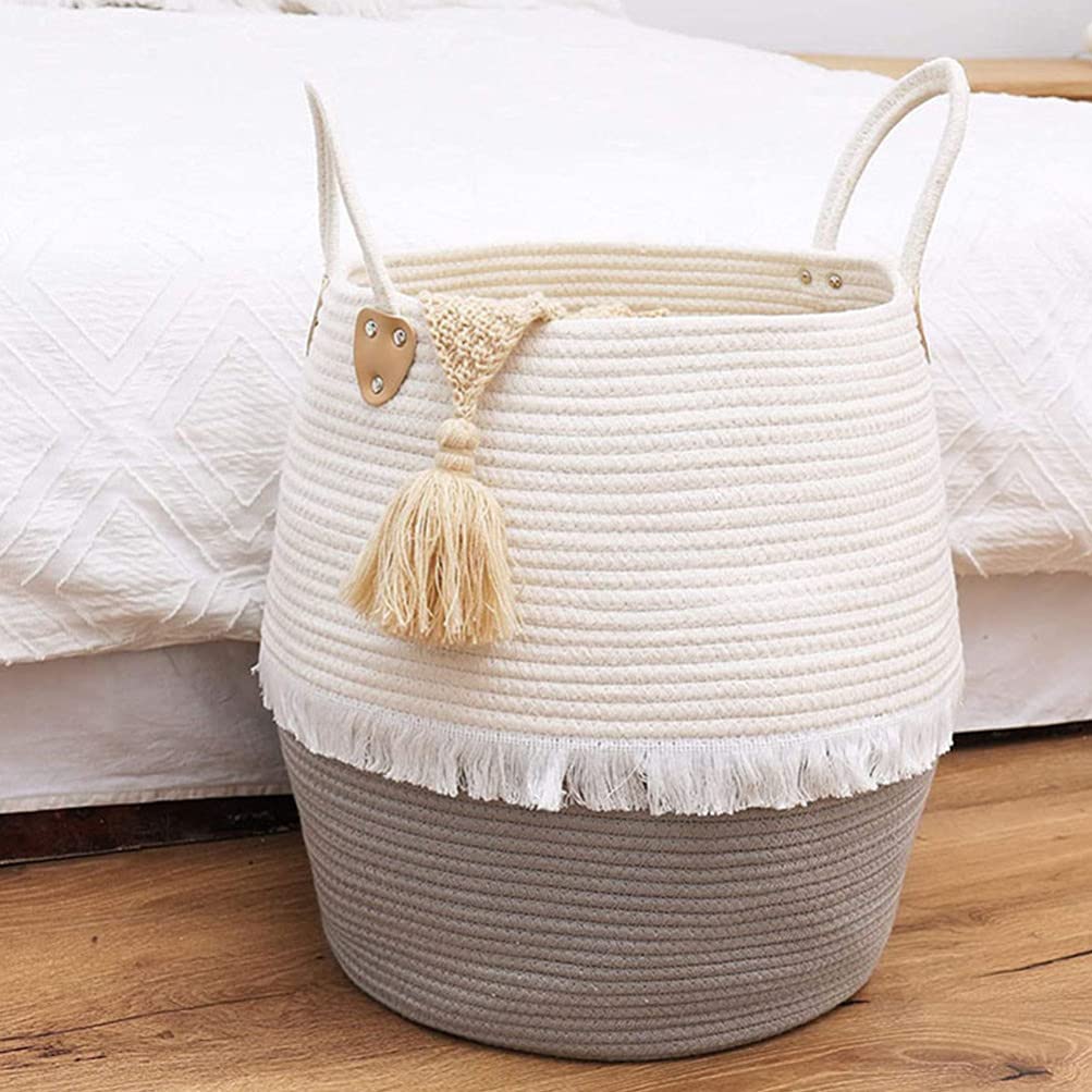 Cabilock Cotton Rope Storage Basket - Multi-Purpose Laundry Organizer, Toy Storage for Kids, Makeup & Clothing Organizer | Perfect for Nursery, Bathroom & Playroom Organization