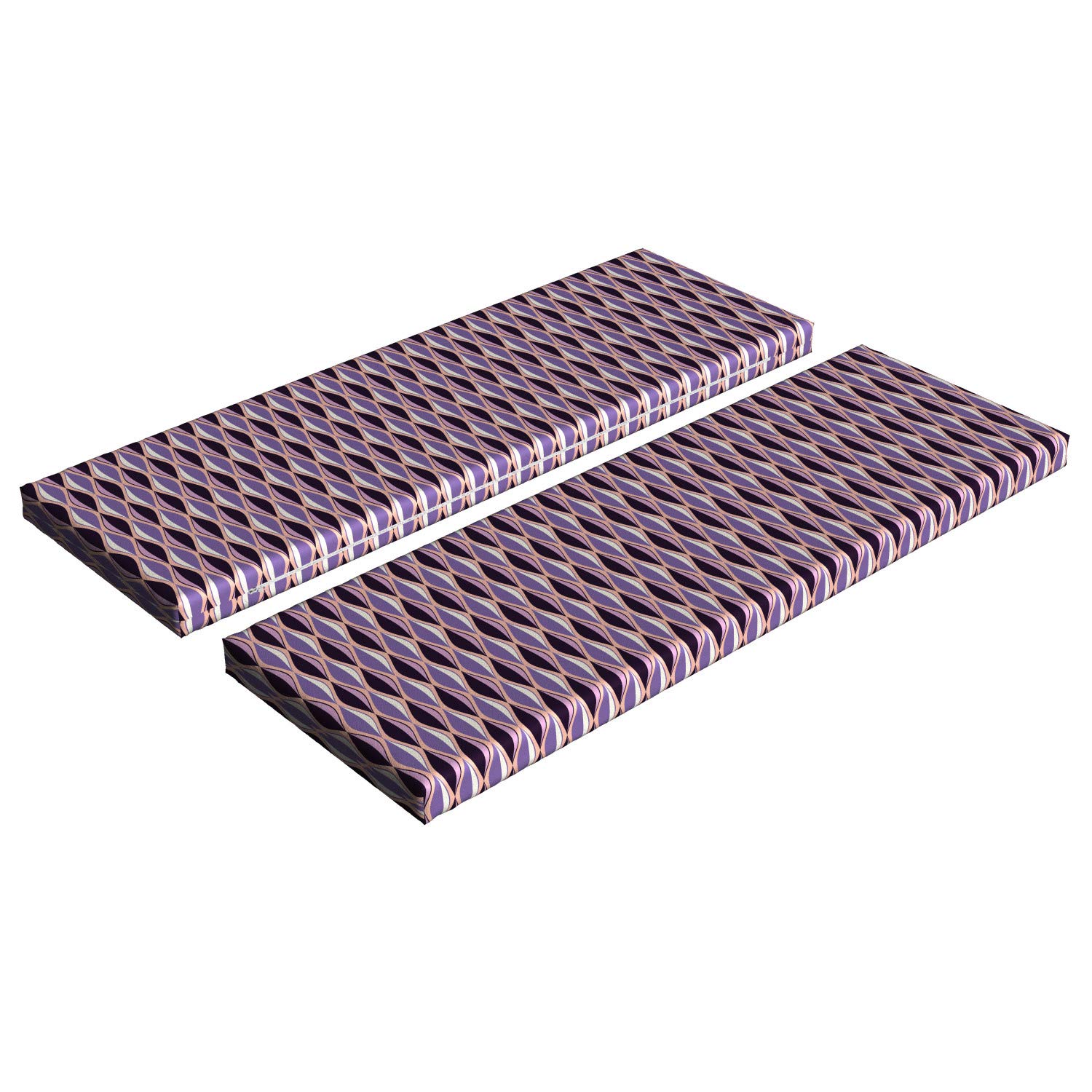 Ambesonne Abstract Bench Cushion Set of 2 - Purple Wavy Lines Design, 45
