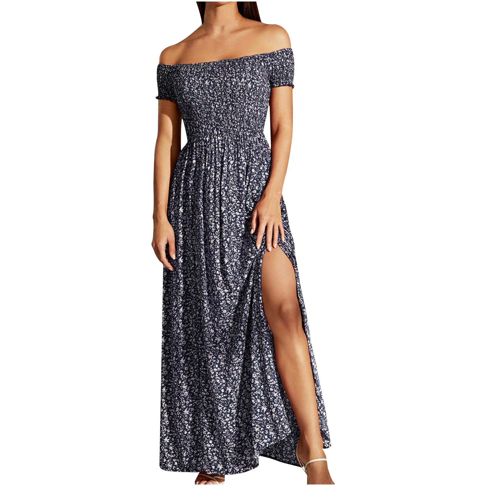 Bohemian Floral Cotton Dress for Women - Long Sleeve Formal Evening Gown | Perfect for Summer & Fall Weddings, Parties & Special Occasions