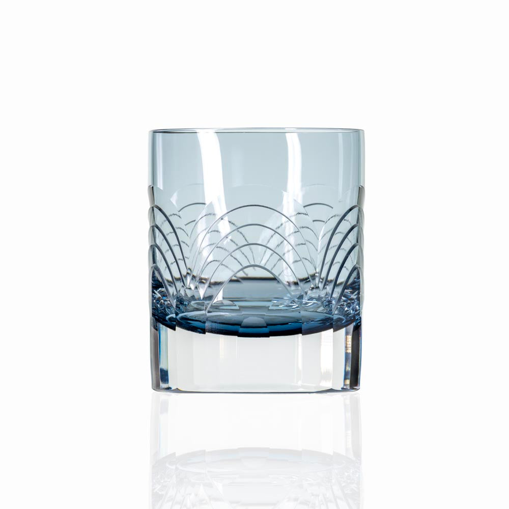 Premium Cascades Blue 7oz Whiskey Glasses Set of 2 - Heavy Base Rocks Glasses for Bourbon, Scotch & Cocktails - Perfect for Home Bar, Gifts & Entertaining