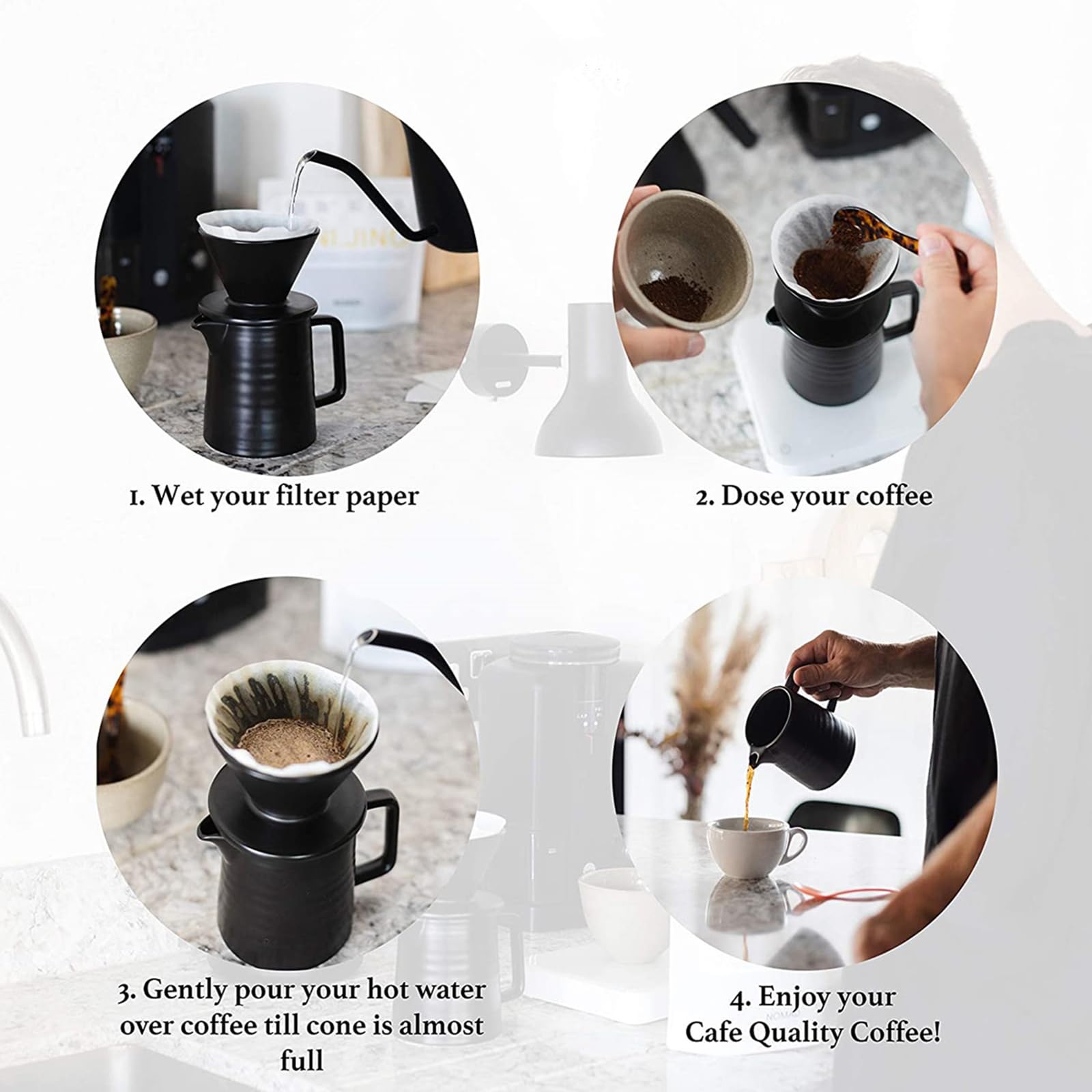 Premium SOTECH Pour Over Coffee Maker Set - All-in-One 304 Stainless Steel Kettle with Thermometer, Coffee Grinder, Dripper & Server - Portable Travel Coffee Kit for Camping, Hiking, Office & Home Brewing