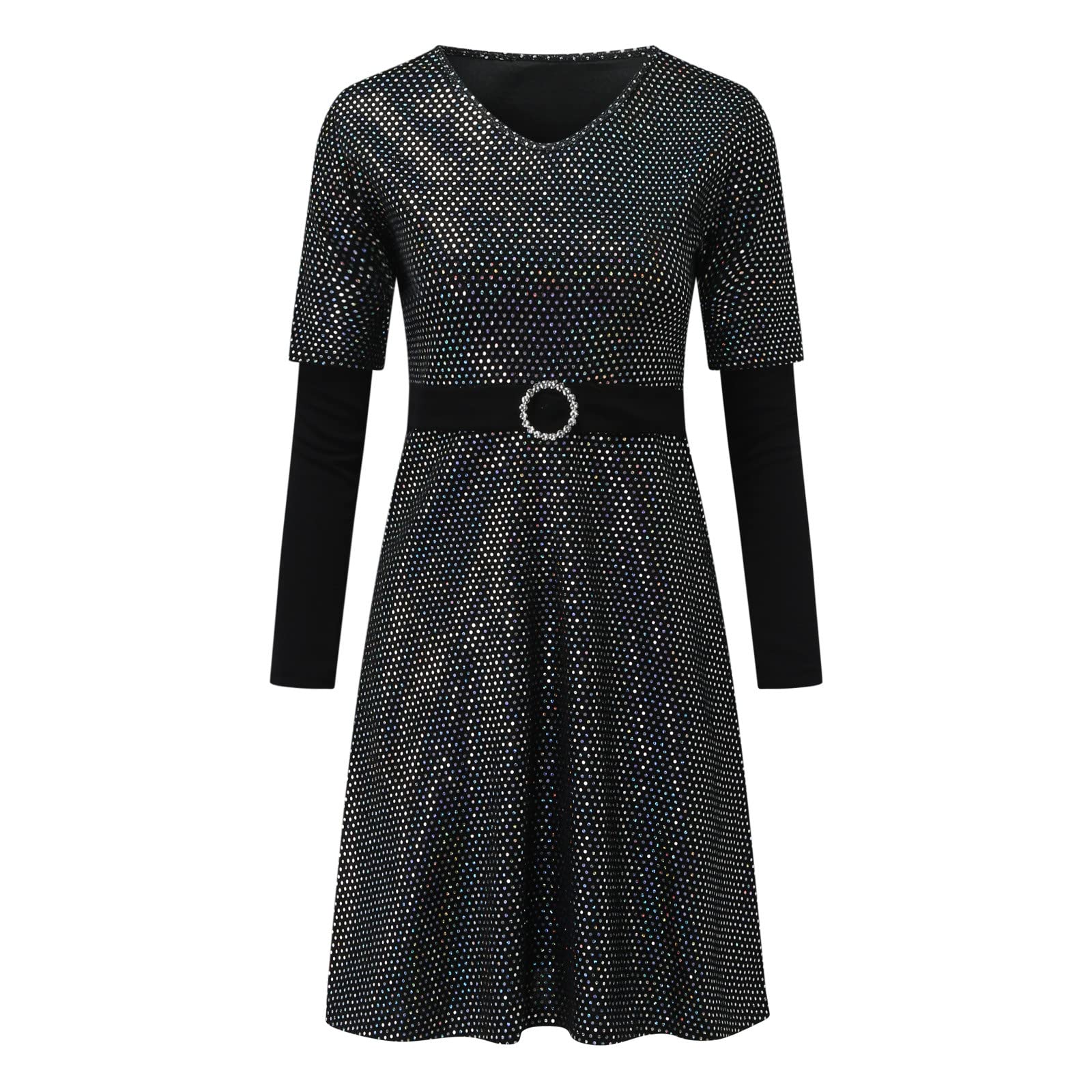 Sequin Party Dress for Women - High Slit Long Sleeve V-Neck Sexy Evening Gown | Perfect for Cocktail Parties, Nightclubs & Special Occasions