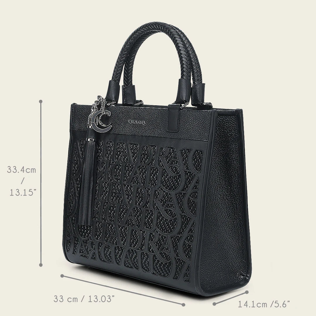 Stylish Black Leather Tote Bag for Women - BOD2MRS Cuadra Fashion Handbag - Perfect for Work, Travel & Everyday Use
