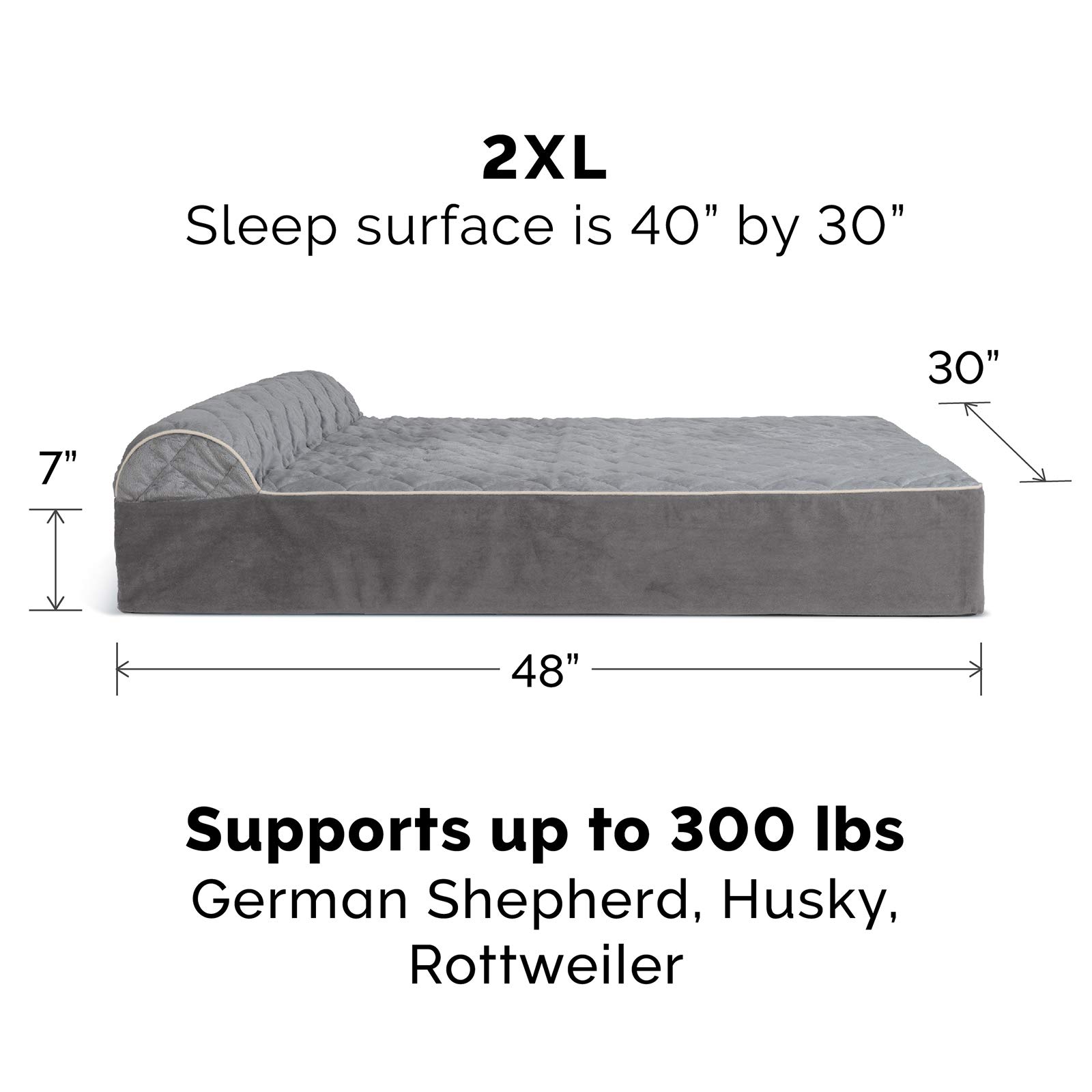 Furhaven Orthopedic Dog Bed XXL for Large Dogs - Washable Cover, Gray | Home & Travel Use