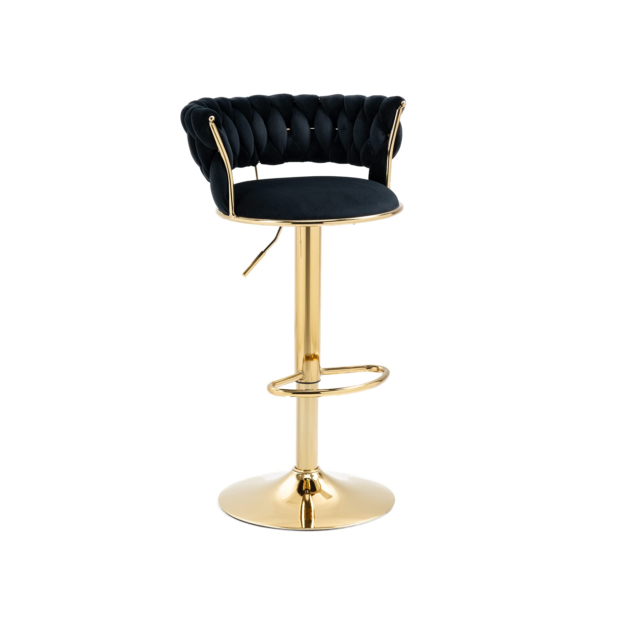Modern Velvet Swivel Barstools - Adjustable Counter Height Bar Chairs with Back Support & Footrest - Kitchen Island, Dining Room, Home Bar Stools - Black (Cyber Celebrity Recommended) - Perfect for Entertaining, Breakfast Nooks & Contemporary Home Decor