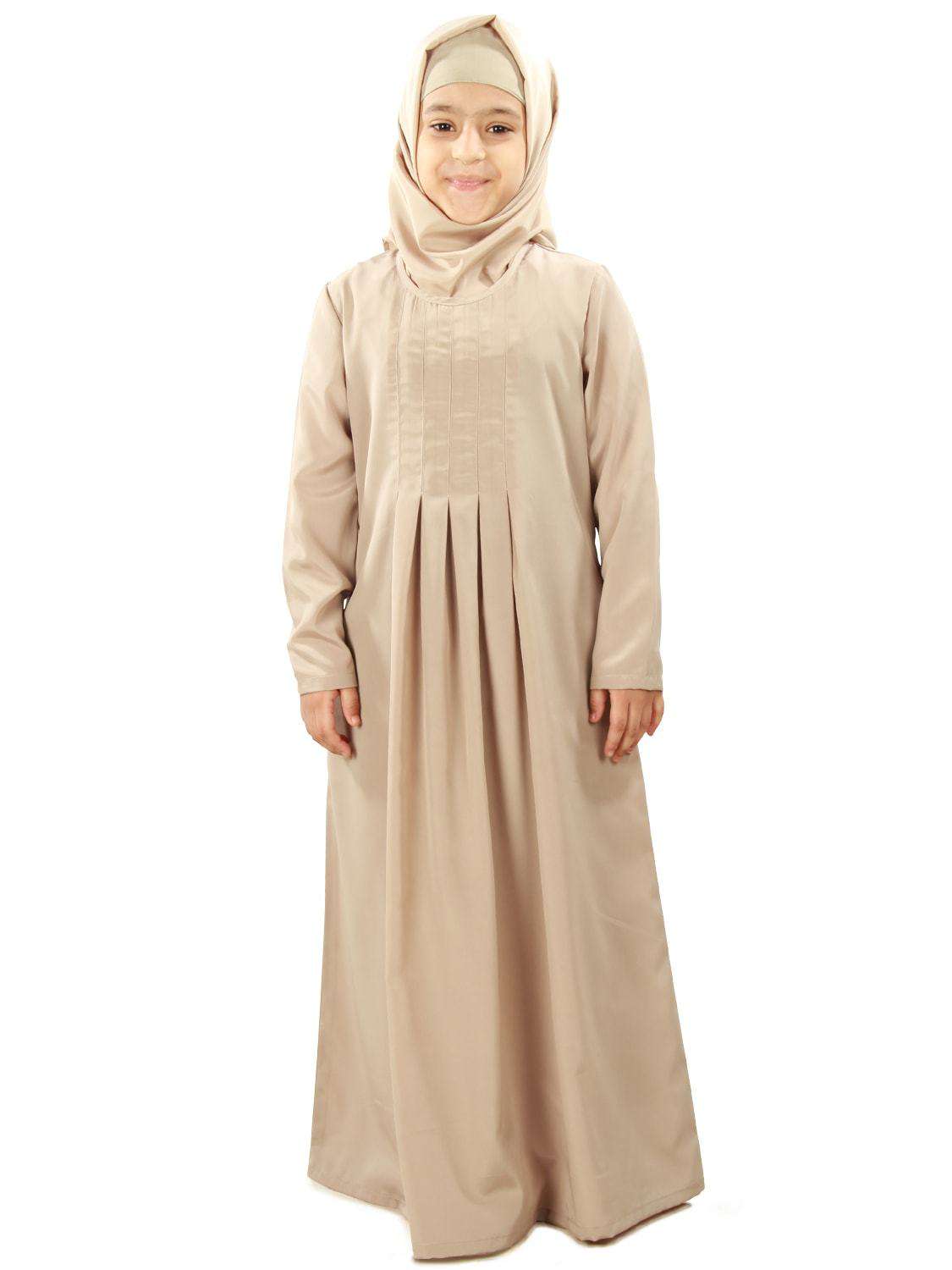 Zulekha Warm Grey Nida Kid's Abaya - Islamic Prayer Dress for Girls, Modest Muslim Children's Clothing - Perfect for Mosque, Eid, and Religious Ceremonies