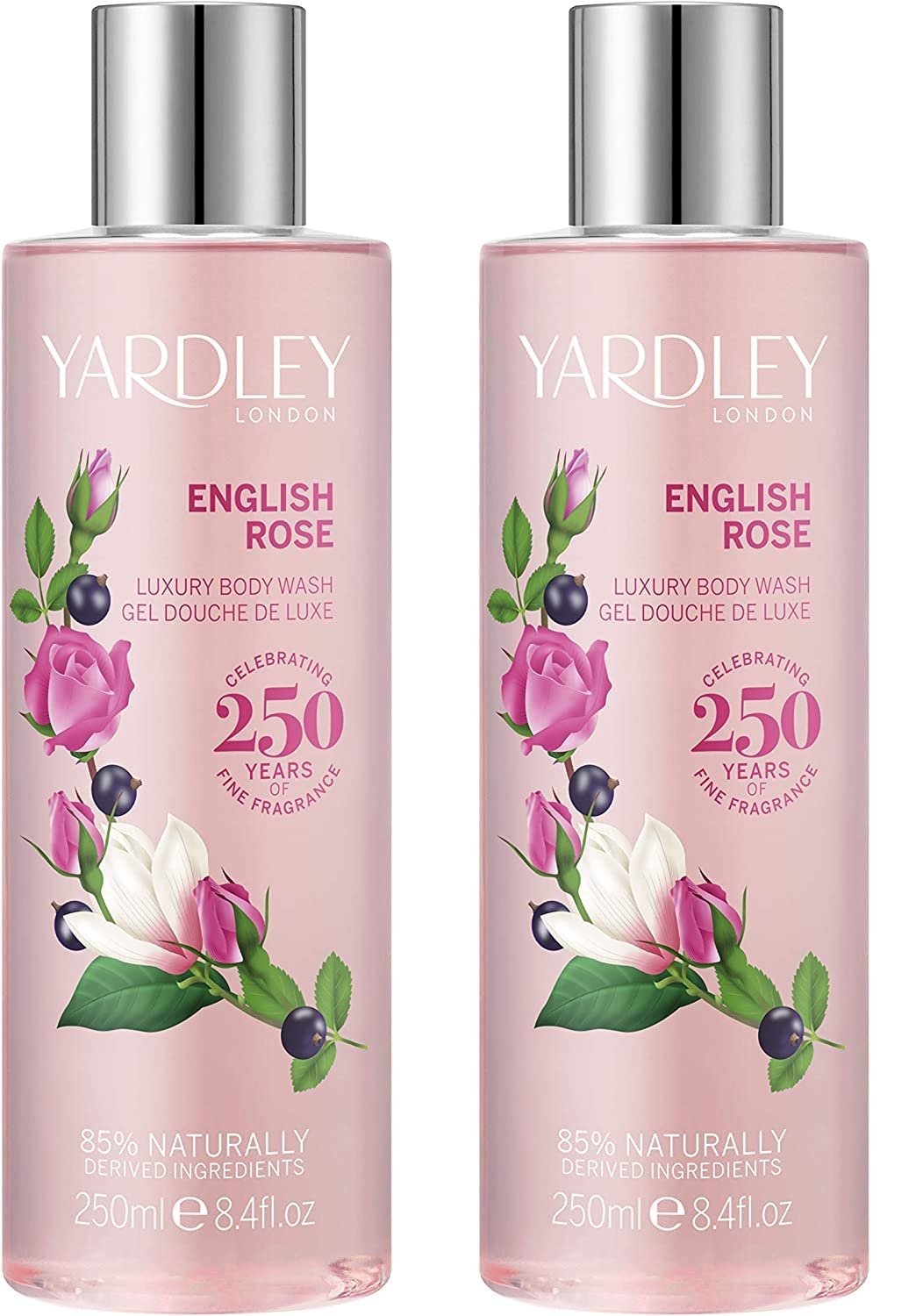Yardley English Rose Body Wash 250ml (8.4oz) - 2 Pack Set - Moisturizing & Fragrant Shower Gel for Women - Perfect for Daily Use, Gifts & Spa Days