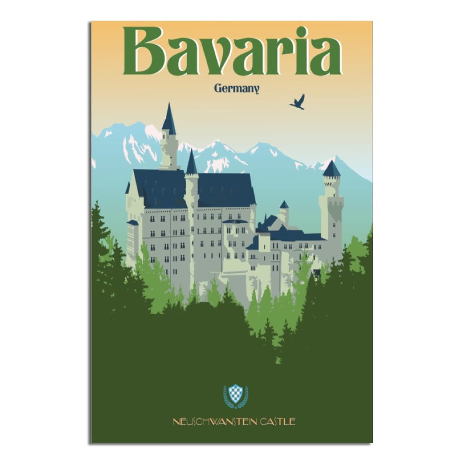 ANAQUT Vintage Travel Posters - Neuschwanstein Castle Canvas Art Print, Bavaria Germany Wall Decor for Living Room, Bedroom & Office - Modern Home Painting Picture for Birthday Gift (Perfect for Home Decor, Travel Enthusiasts & Castle Lovers)