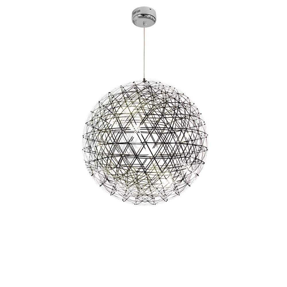 Modern LED Chandelier Ceiling Lamp - Warm White Firework Spark Ball Design, Stainless Steel Spherical Pendant Light for Dining Room, Living Room, Bedroom & Hallway Decoration