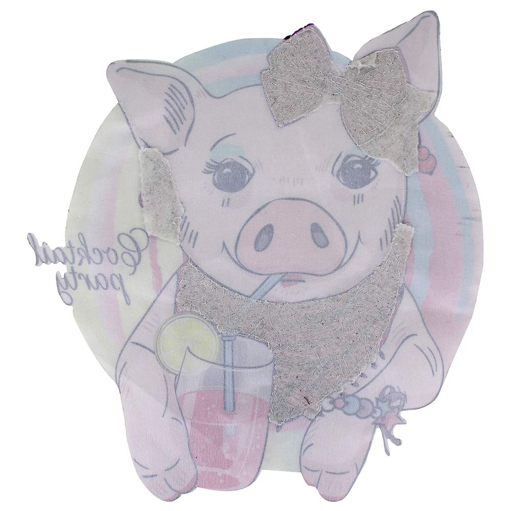 Fashionable Large Printed Pig Sequins Heart Glasses Patches - 2pcs Set for DIY Clothing Decoration | Perfect for Jackets, Jeans & Accessories Customization