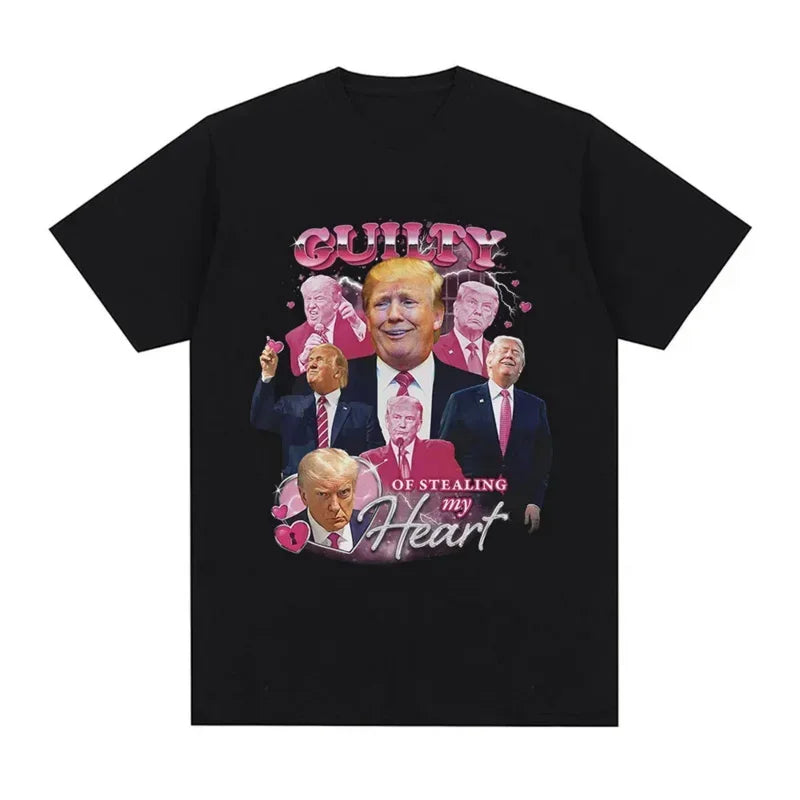 Funny Donald Trump Stealing My Heart T-Shirt - 100% Cotton Soft Unisex Short Sleeve Tee for Men & Women - Perfect for Political Humor, Casual Wear & Gift Giving