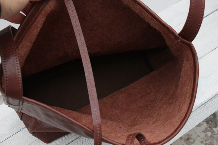 Minimalist Soft Leather Bucket Bag for Women - Stylish & Lightweight Crossbody Handbag for Daily Use, Work, Travel & Shopping