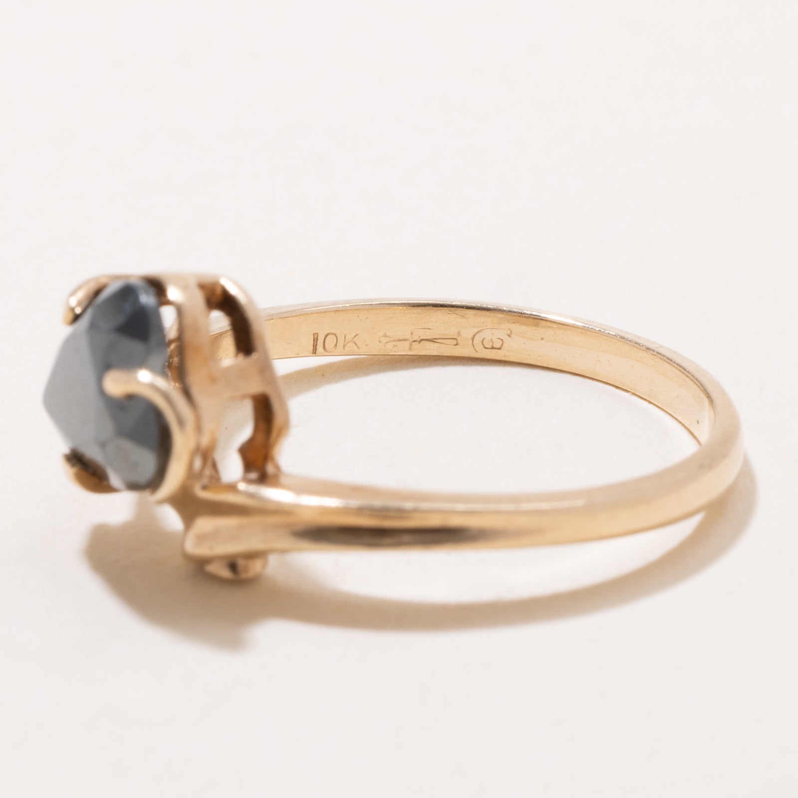 Pear Cut Hematite Bypass Ring - 2.00ct Size 6 | Elegant Silver Jewelry for Women | Perfect for Weddings, Anniversaries & Special Occasions