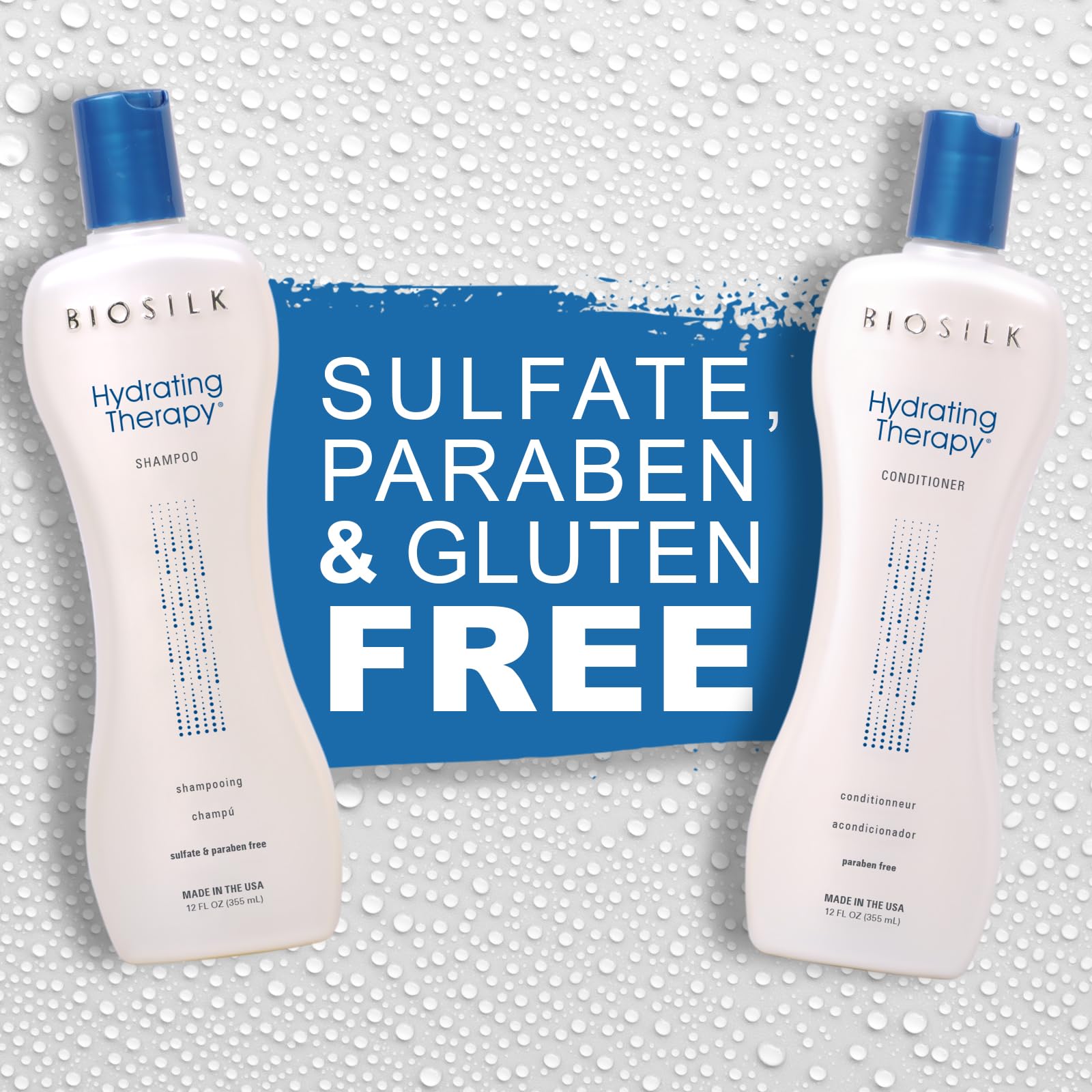 BioSilk Hydrating Therapy Shampoo & Conditioner Set - Sulfate & Paraben Free, Cruelty-Free, 12 Oz (2 Pack) - Deep Moisture Repair for Dry, Damaged & Coarse Hair - Perfect for Daily Hair Care & Salon-Quality Results at Home