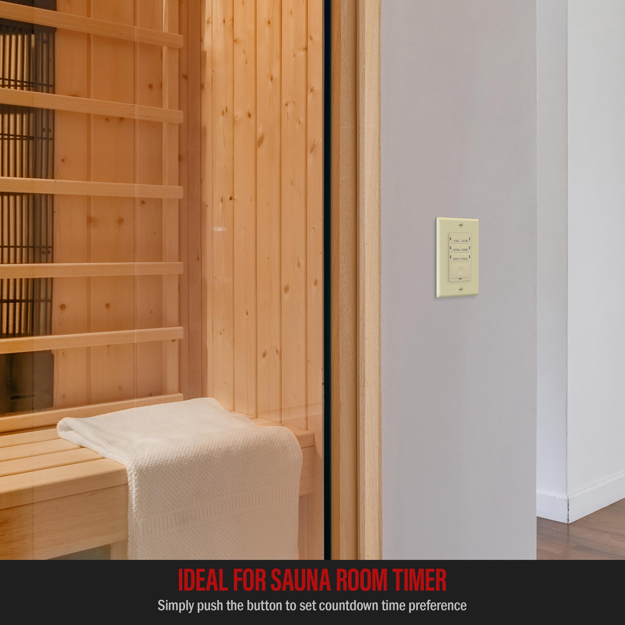 ENERLITES Countdown Timer Switch - 5 Min to 4 Hours Adjustable, UL Listed Wall Light & Fan Timer with LED Night Light, Neutral Wire Required (Ivory) - Perfect for Bathroom, Kitchen, Bedroom & Home Automation