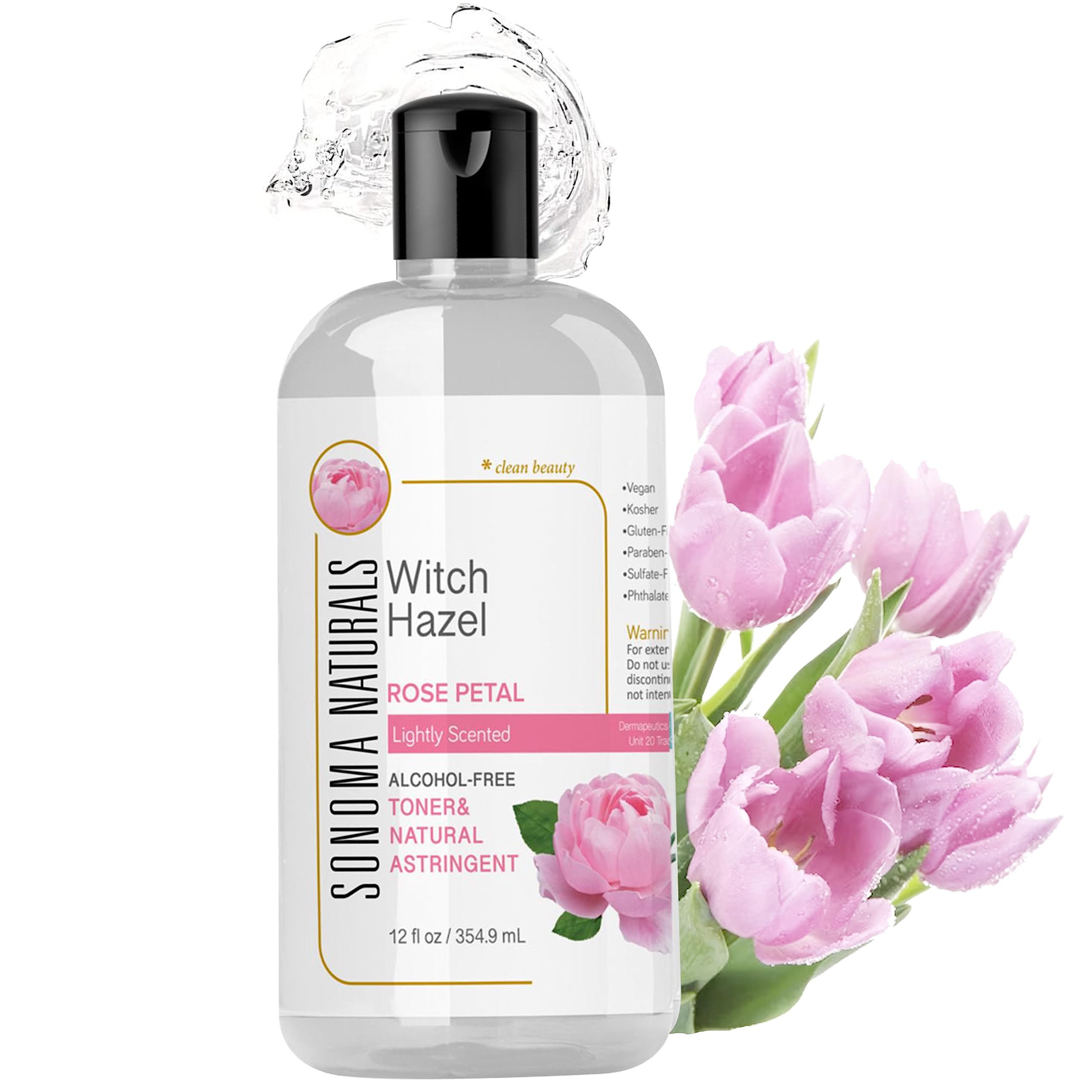 Alcohol-Free Rose Water Facial Toner for Dry Skin | Hydrating & Deep Cleansing Natural Astringent | Agua de Rosas 12 fl oz (354.9 ml) | Perfect for Daily Skincare Routine, Makeup Removal & Soothing Irritated Skin