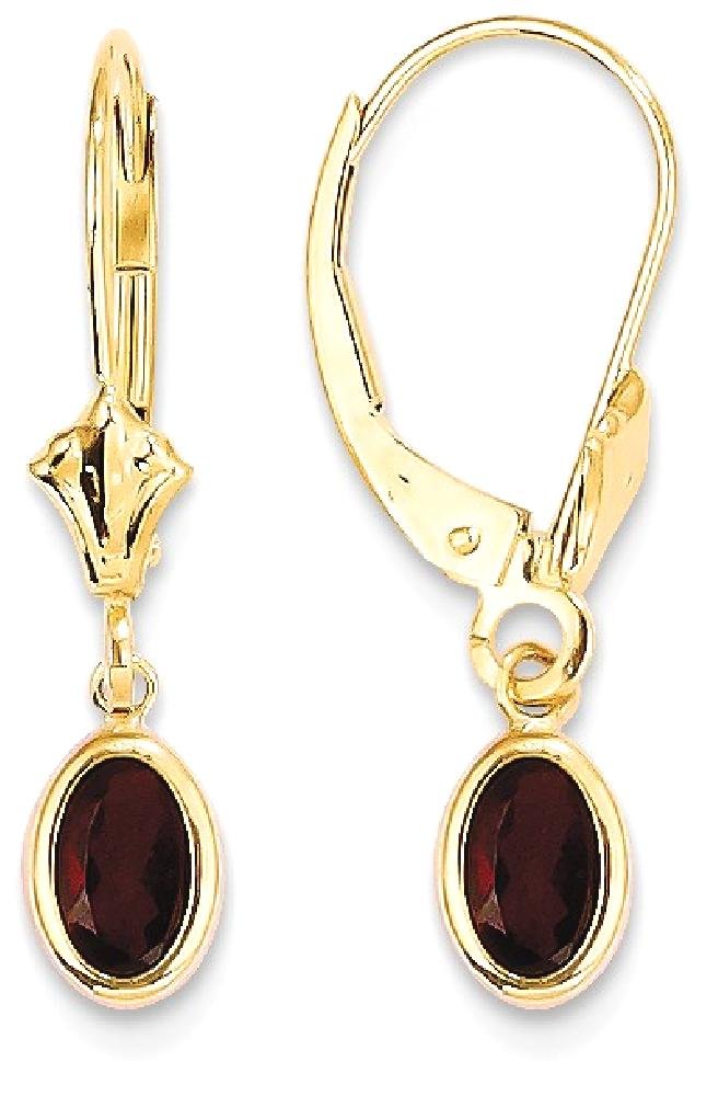 14K Solid Yellow Gold Red Garnet Drop Dangle Earrings - January Birthstone Jewelry for Women, Gift for Her, Valentine's Day, Anniversary, Birthday, Party & Special Occasions