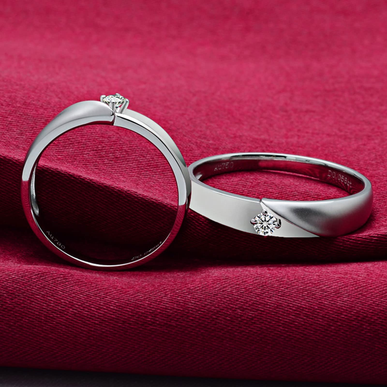 Diamond Matching Couples Rings for Him and Her - Sterling Silver/10K/14K/18K Wedding Promise Rings with Free Engraving | Perfect for Anniversaries, Engagements & Romantic Gifts