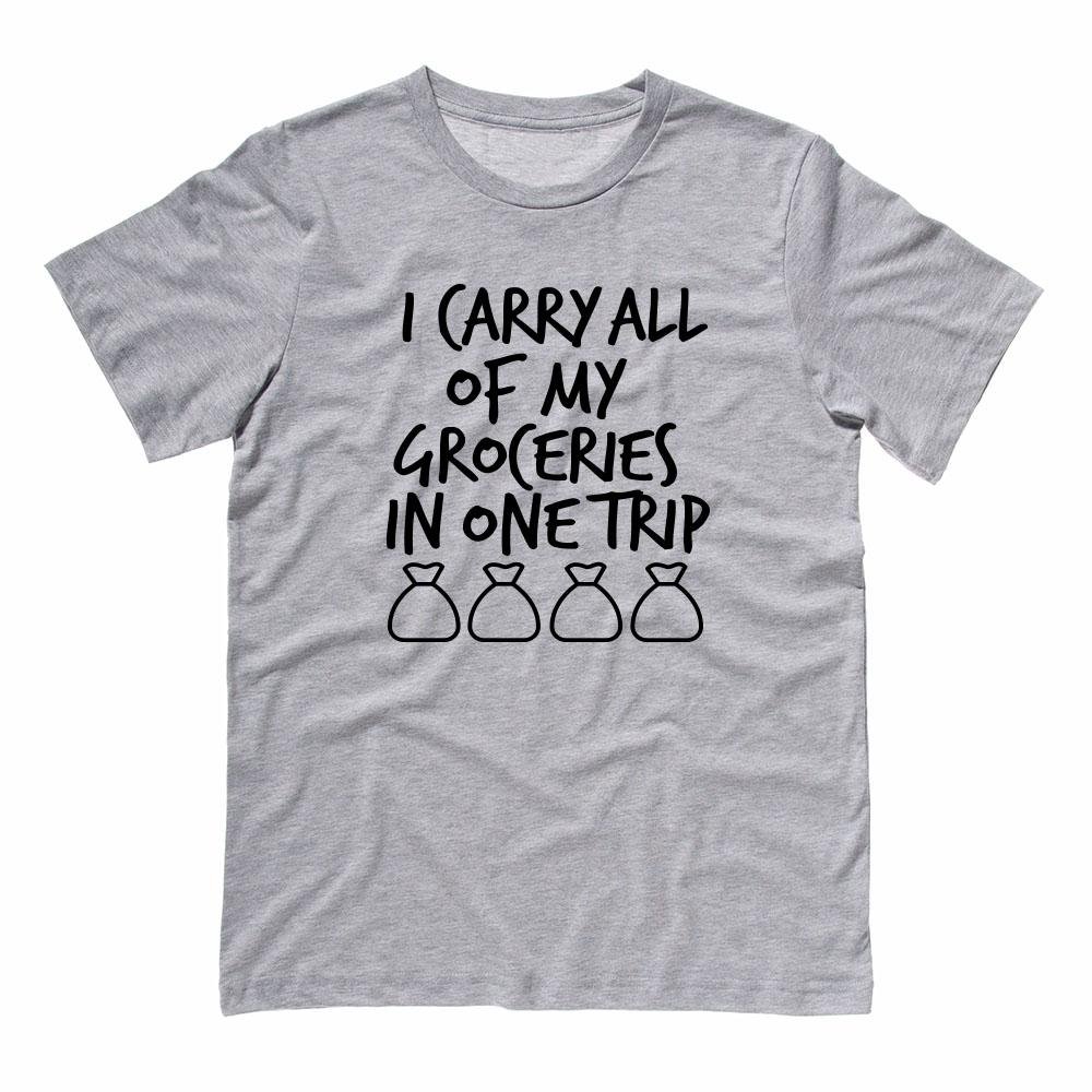 Unisex 'All My Groceries in One Trip' Funny Grocery Shopping T-Shirt - Perfect for Supermarket Runs & Errand Days
