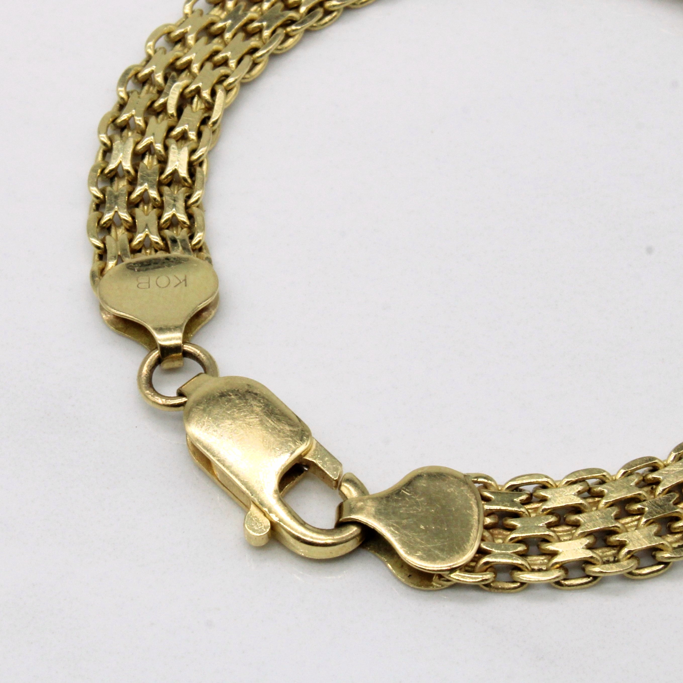 14K Yellow Gold Woven Bracelet for Women - 7 Inch Adjustable Chain Link Bangle | Elegant Jewelry Gift for Birthday, Anniversary & Special Occasions