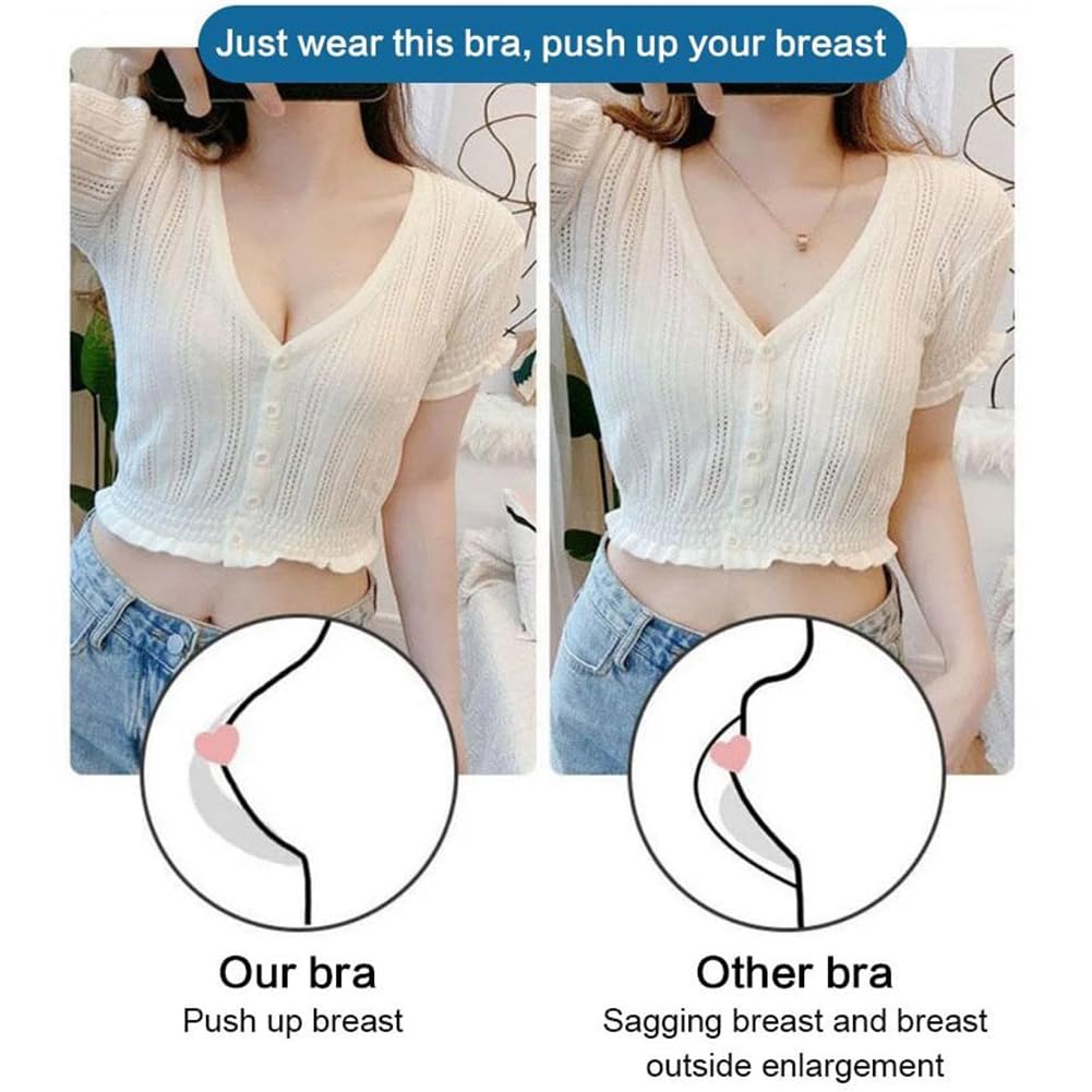 KCRPM Super Gather Wireless Push-Up Bra for Women - Anti-Sagging, Soft & Comfortable Sports Bra - Perfect for Yoga, Gym & Everyday Wear