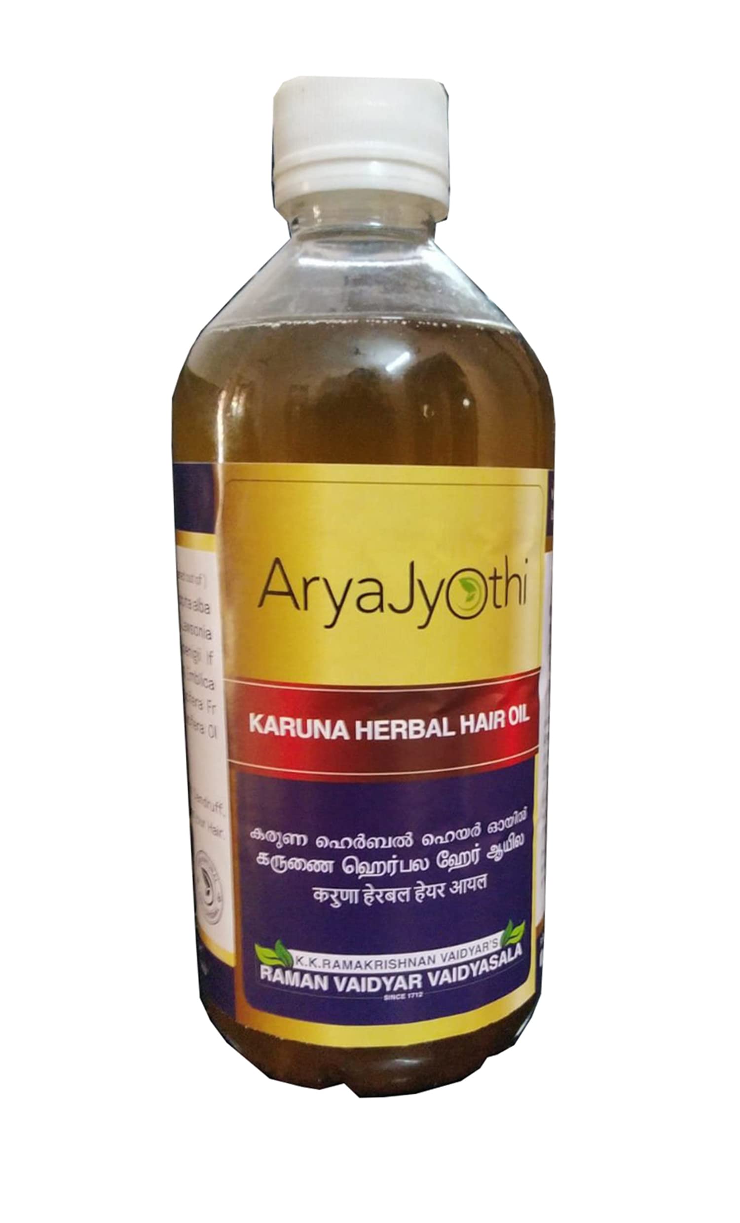 Aryajyothi Karuna Herbal Hair Oil for Hair Growth & Strength - 500ml | Natural Ayurvedic Treatment for Thick, Long & Healthy Hair | Perfect for Daily Scalp Massage & Hair Care Routine
