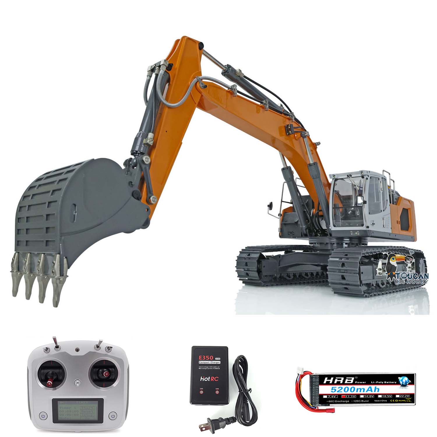 1:14 Scale RC Hydraulic Excavator Toy - Metal Construction Vehicle with Radio Control, L945 RTR Model, Battery & Transmitter Included - Perfect for Kids, Collectors & Construction Enthusiasts - Indoor & Outdoor Play, DIY Projects, STEM Learning
