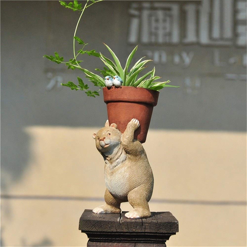 MoYek Native American Bear Cactus Planter - Handmade Ceramic Succulent Pot with Animal Cartoon Design - Perfect for Home Decor, Office Desk, and Gift Giving