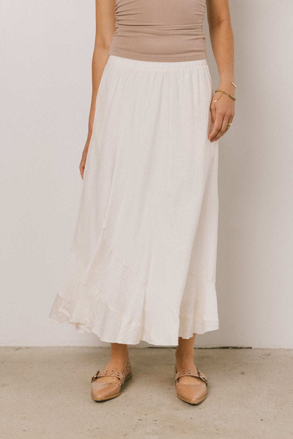 Amara Maxi Skirt for Women - Elegant Ivory Flowy Long Skirt with Side Slit | Perfect for Beach, Vacation, Wedding & Boho Outfits