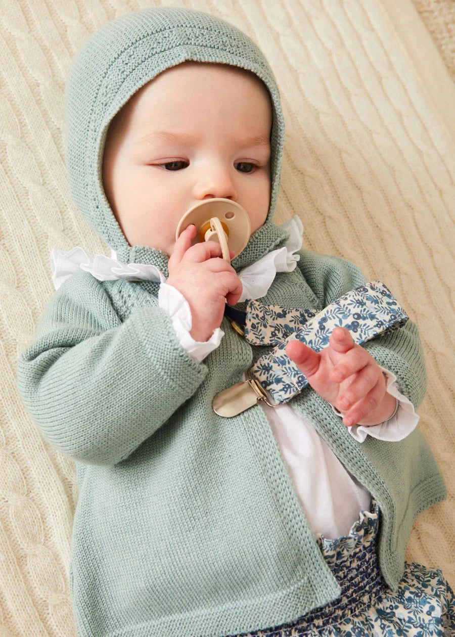 Green Two-Button Baby Cardigan for 1-9 Months - Soft & Cozy Knit Sweater for Infants - Perfect for Family Photos & Winter Outings