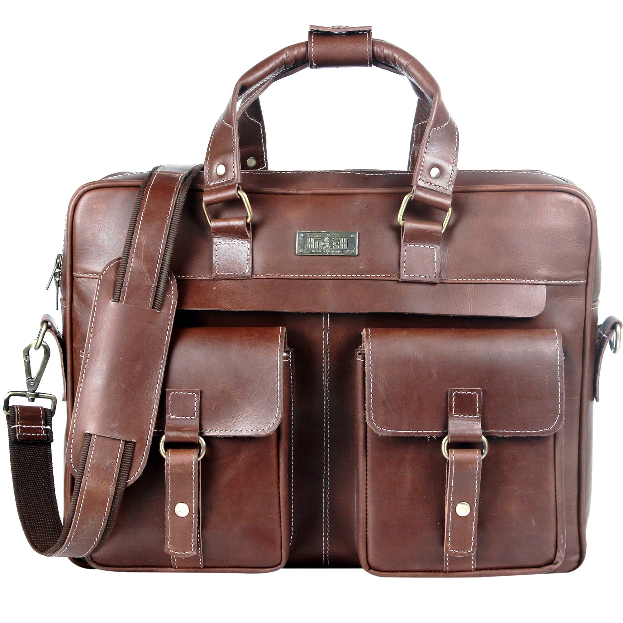 Premium Genuine Leather Briefcase for Men - 17 Inch Laptop Bag with Spacious Compartment | Durable Business & Office Work Bag for Professionals, Travel & Daily Commute