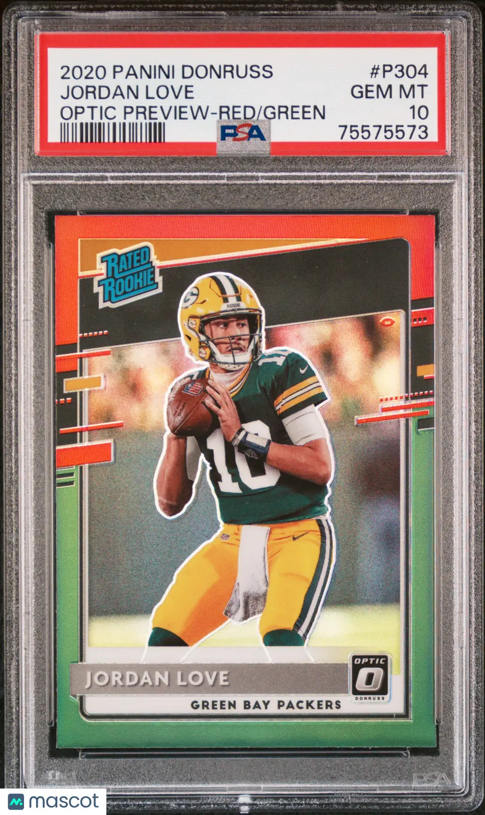 2020 Donruss Optic Preview Jordan Love Rated Rookie Red Green PSA 10 Gem Mint Football Card - Perfect for Collectors, Investors & Packers Fans (Display, Trade or Investment)