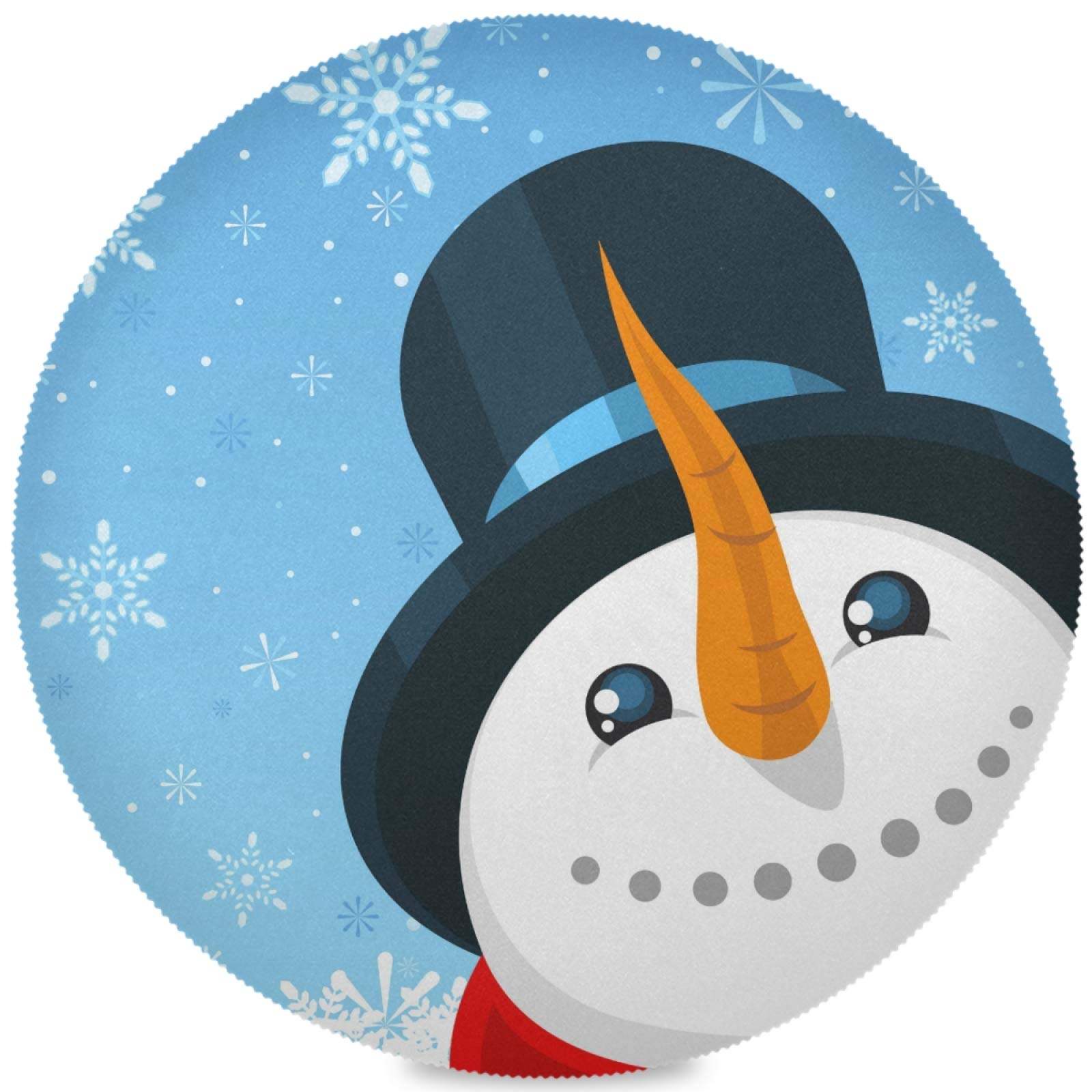 Kaariok Christmas Snowman Winter Snowflake Round Placemats Set of 6 - Washable & Heat Resistant Table Mats for Dining, Kitchen, Holiday Decor (Perfect for Christmas Dinner, Winter Parties & Festive Home Decor)