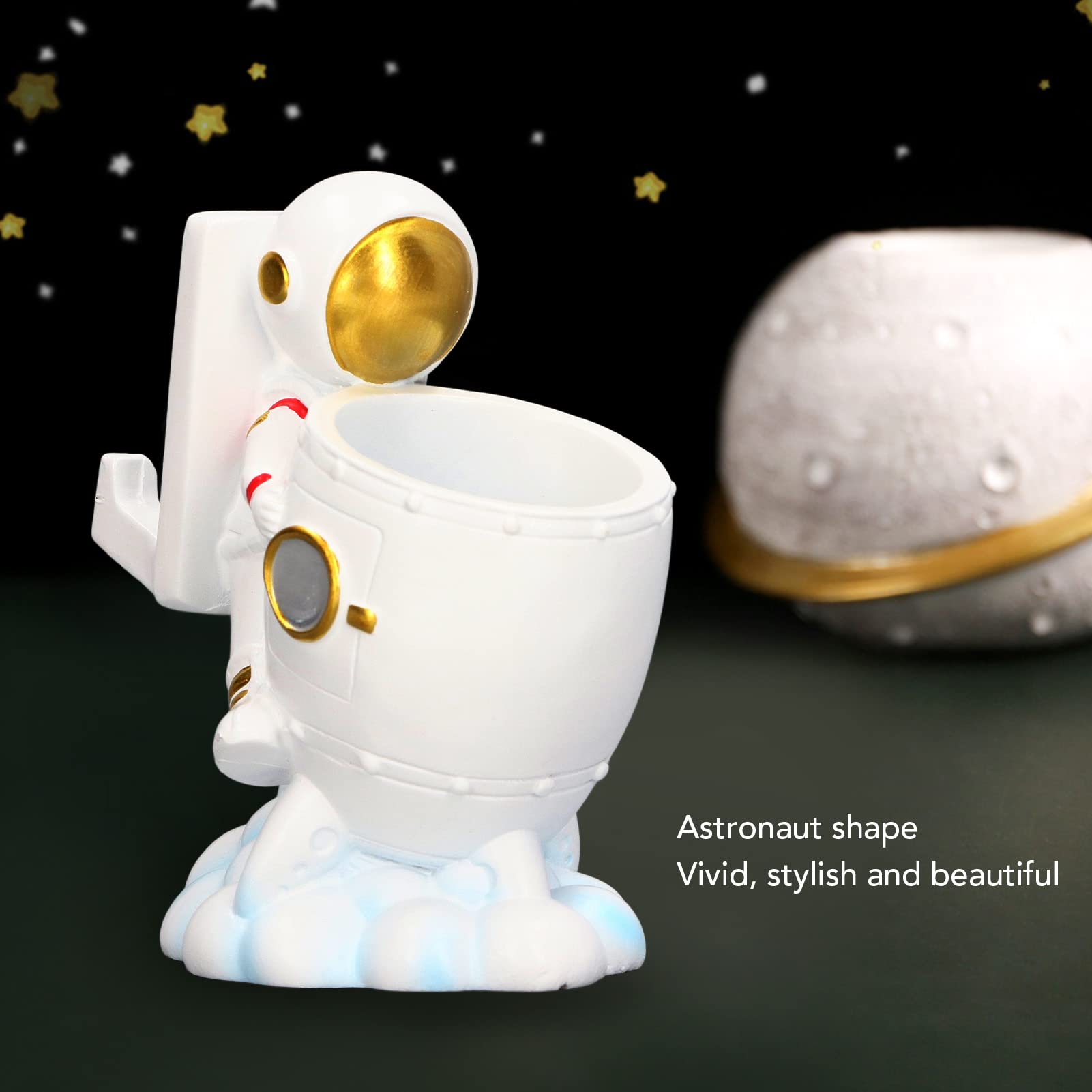 Stylish Resin Spaceman Pen & Pencil Holder with Phone Stand - Perfect for Office Desk, Home Study & Gift Giving