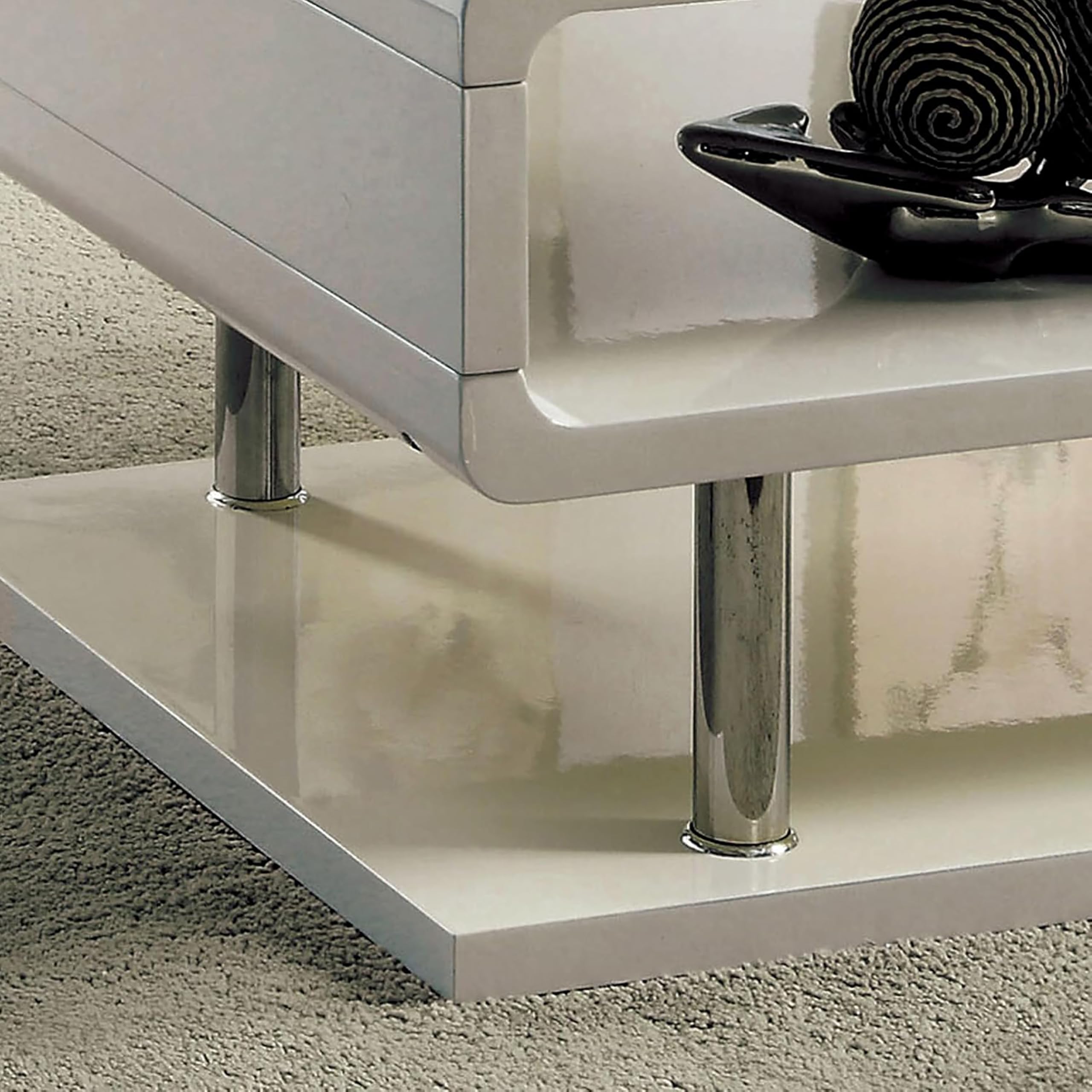 Furniture of America Dixie Modern Coffee Table - White Contemporary Living Room Centerpiece for Home Decor & Entertainment Areas