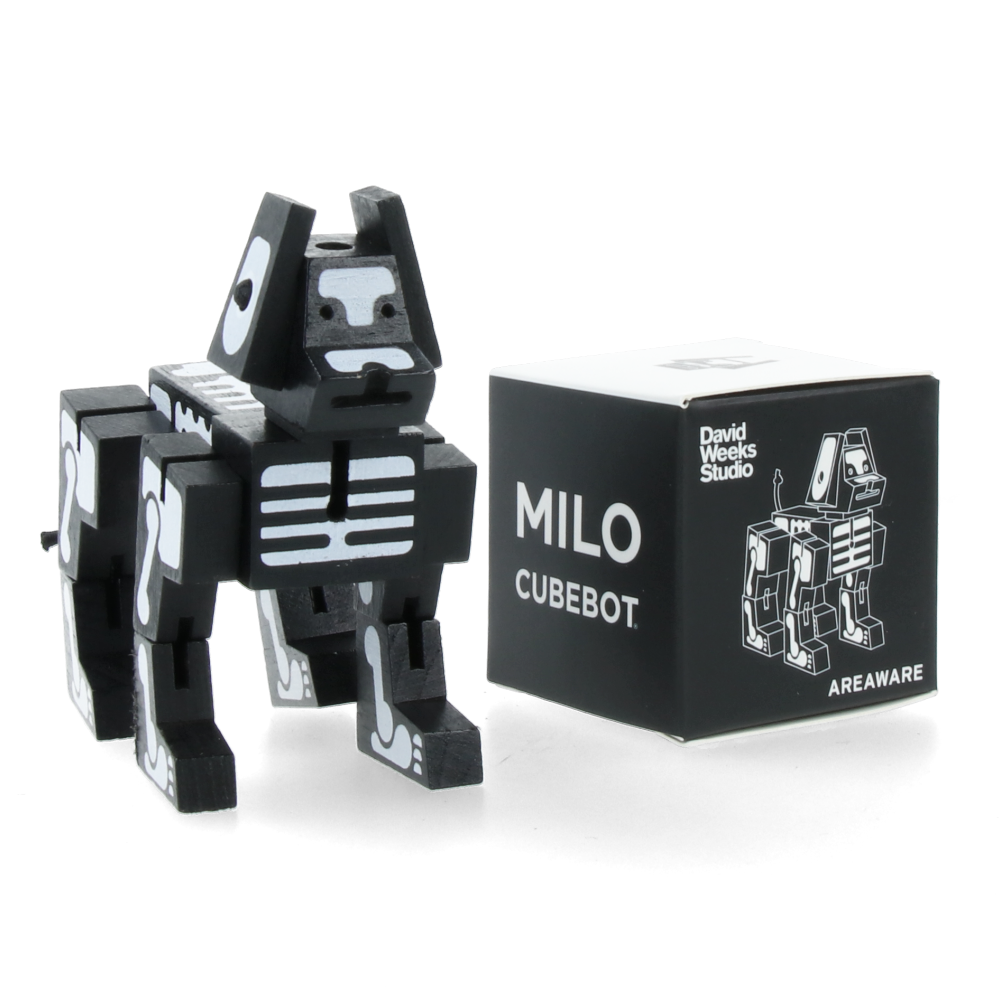 Cubebot Milo Micro Skeleton Black & White - Mini Articulated Robot Toy for Kids & Adults, Perfect for Desk Decor, Stress Relief & Creative Play