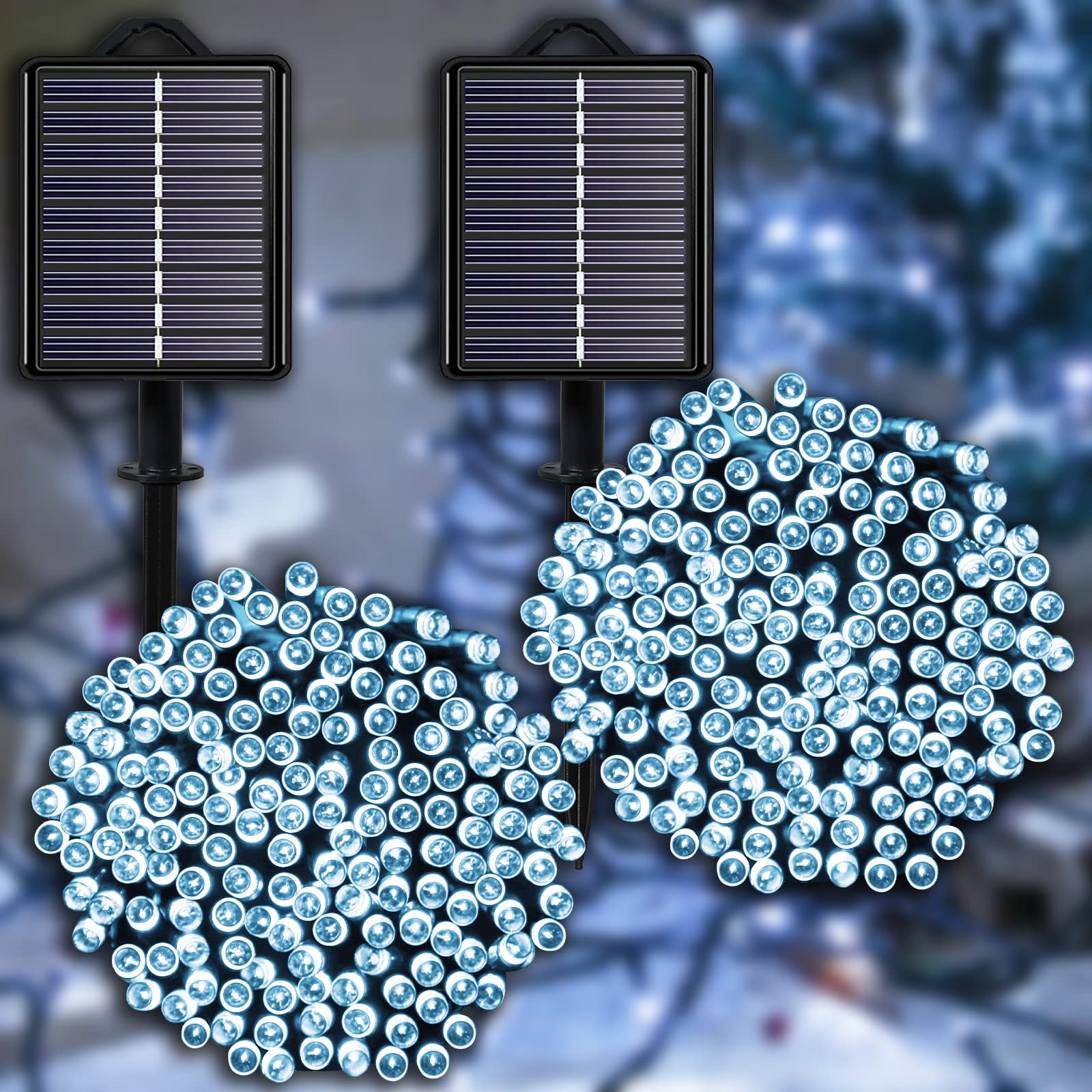 YAOZHOU 2 Pack Solar Christmas Lights Outdoor Waterproof - 400LED 151ft Cool White Fairy String Lights with 8 Modes for Tree, Garden, Patio, Wedding, Party, Yard Decoration | Perfect for Holiday, Landscape, and Special Event Lighting