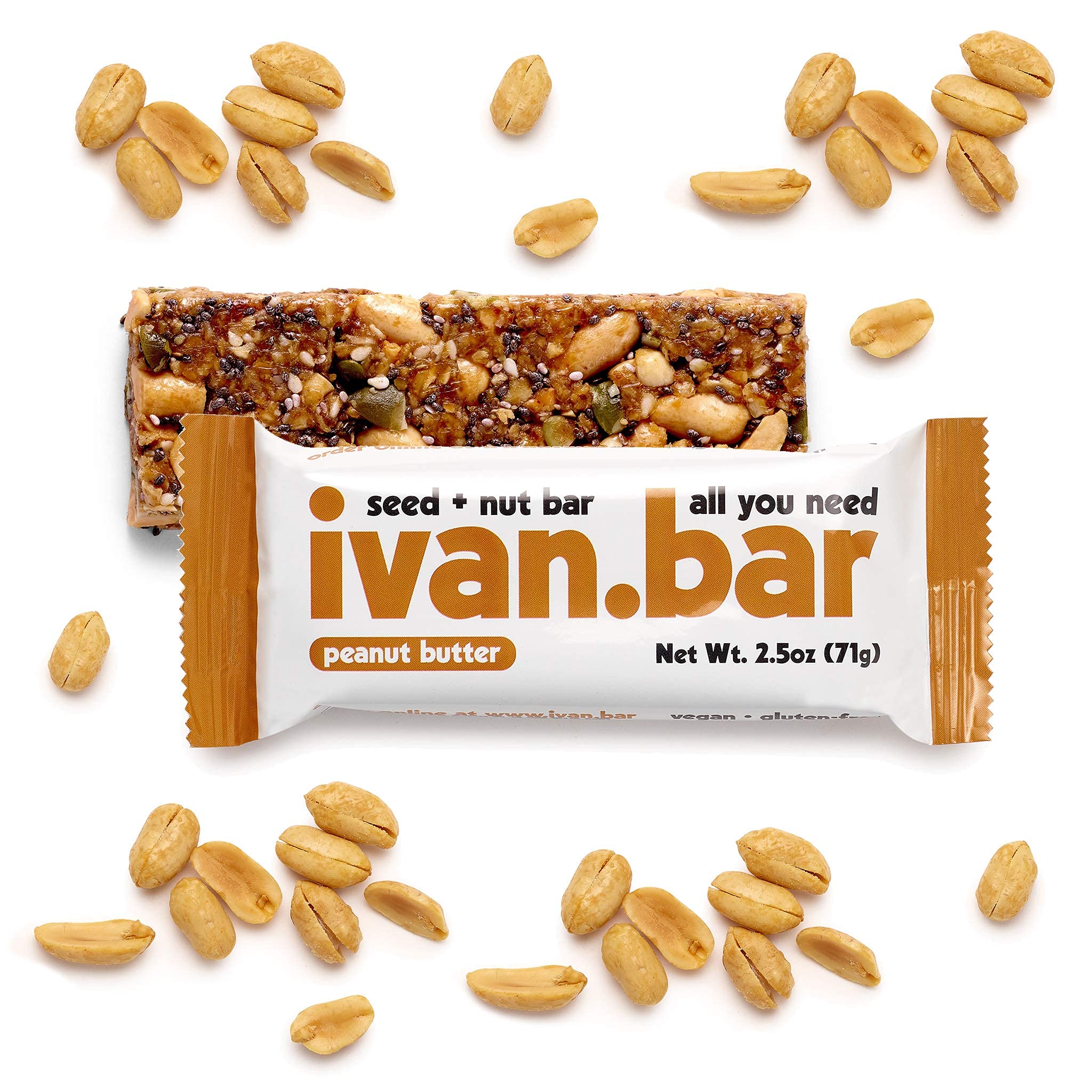 High Protein Energy Bars - Vegan, All Natural, Gluten Free, Dairy Free & Soy Free Snacks | Peanut Butter Flavor | 2.5oz (16 Pack) | Perfect for Workouts, Hiking & On-the-Go Nutrition