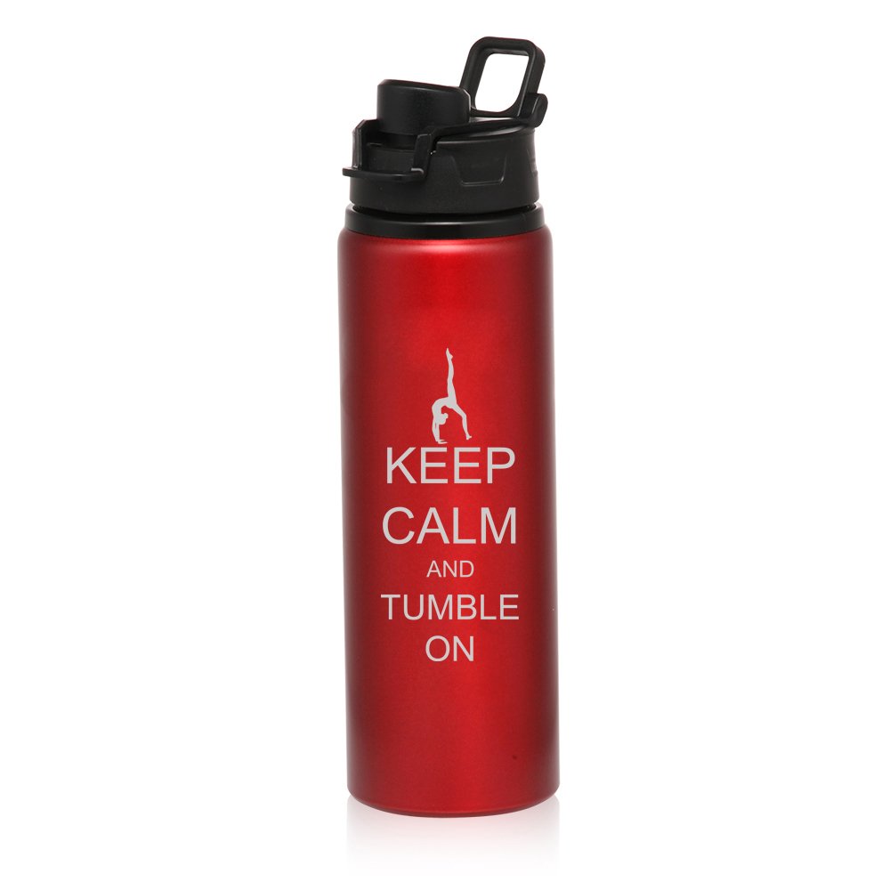 25 oz Aluminum Sports Water Bottle - Leak Proof & Durable for Travel, Gym, Hiking | Keep Calm and Tumble On Gymnastics Design | Perfect for Athletes, Outdoor Adventures & Fitness Enthusiasts
