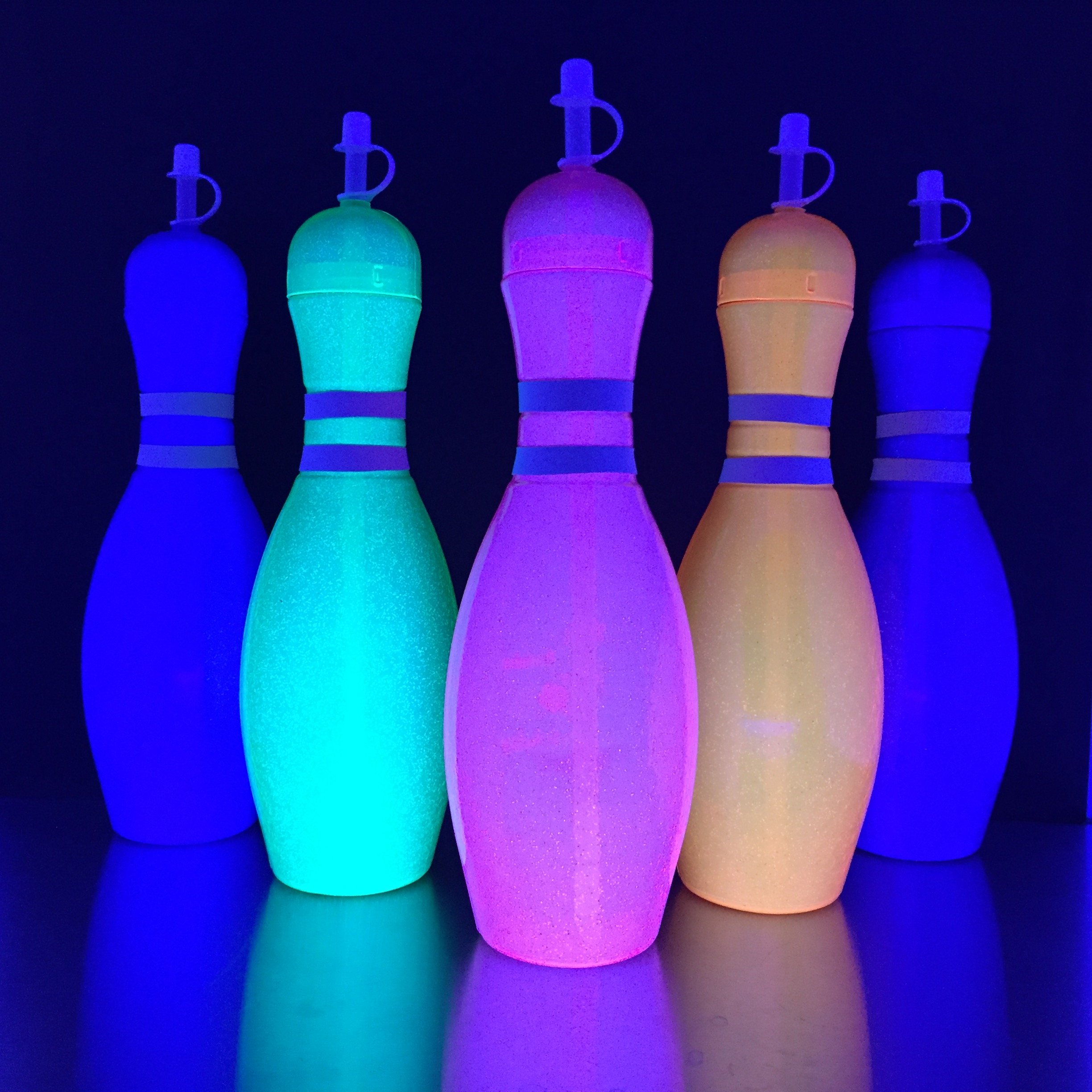 Large Green Bowling Pin Water Bottles - 6 Pack | Insulated Sports Bottles for Bowling, Gym & Outdoor Activities