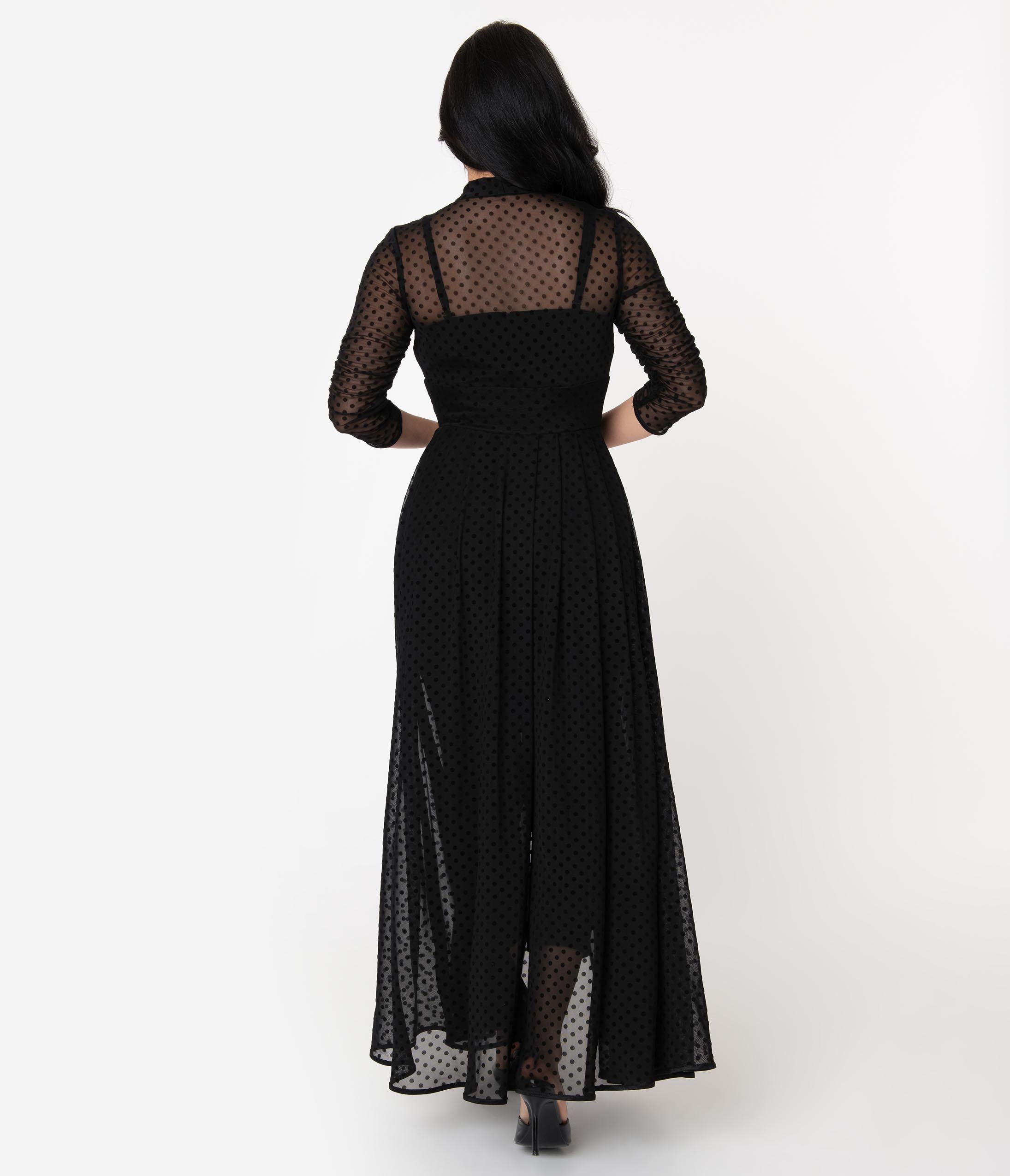Vintage Black Swiss Dot Starlet Duster Coat - Retro 1950s Style Cardigan for Women | Perfect for Parties, Weddings & Special Occasions