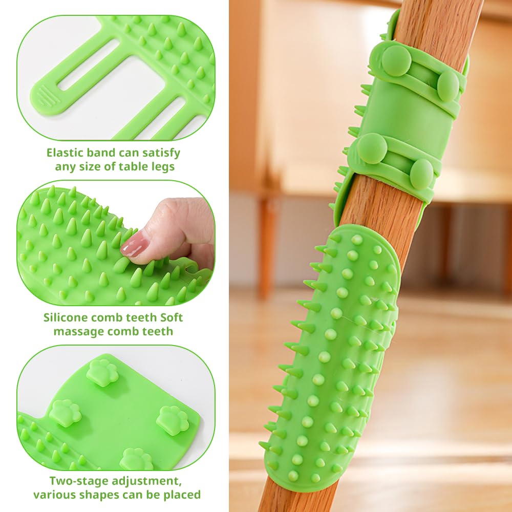 4 PCS Self-Grooming Cat Brush Set - Soft Silicone Cat Face Scratcher & Massager for Indoor Cats - Pet Grooming Supplies for Scratching, Relaxation & Play - Perfect for Corners, Floors & Cat Trees (Green & Yellow)